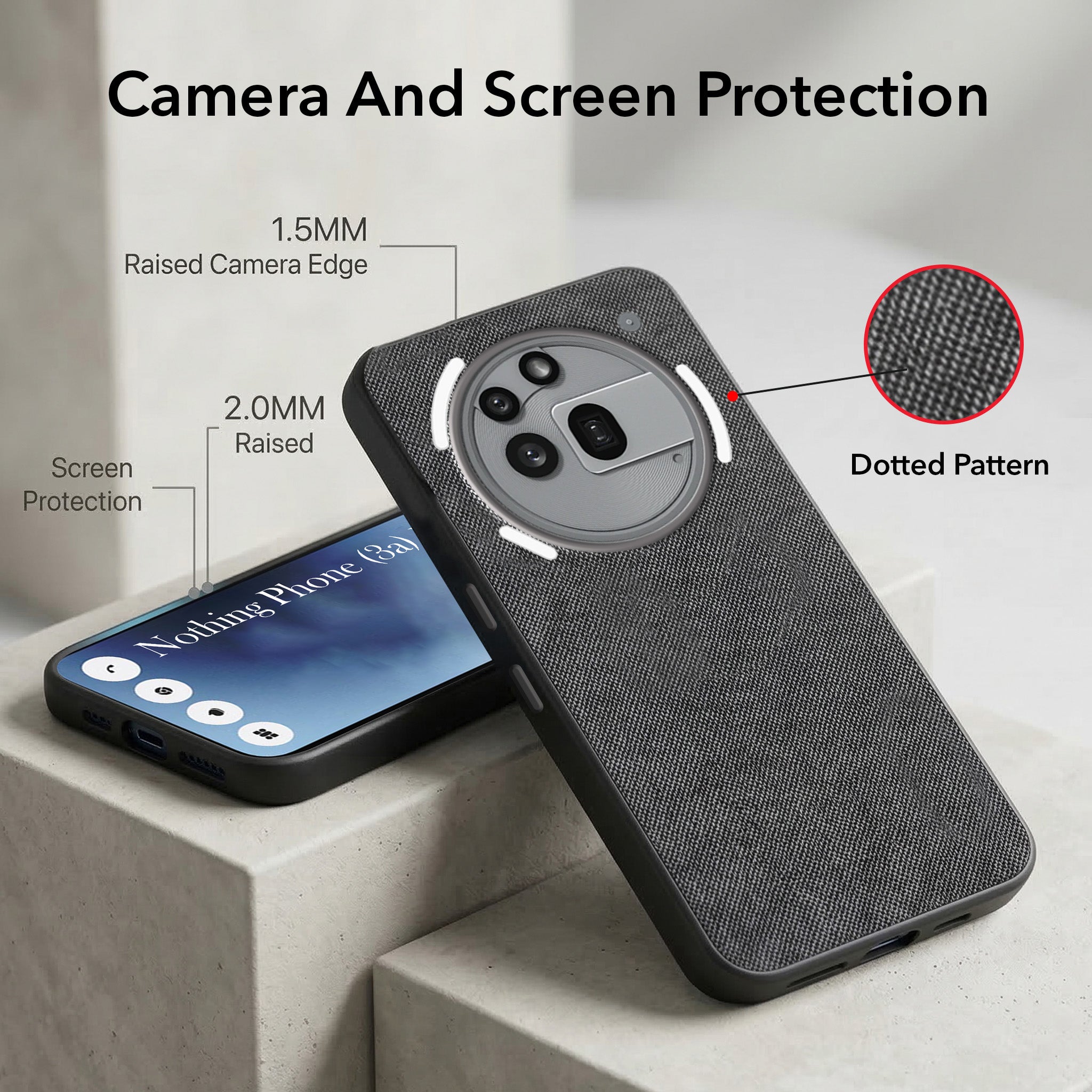 For Nothing Phone 3A Pro 5G Combo (Textured Grip Design | Micro-Fiber Cloth Inside | Oleophobic Coating Screen Glass)