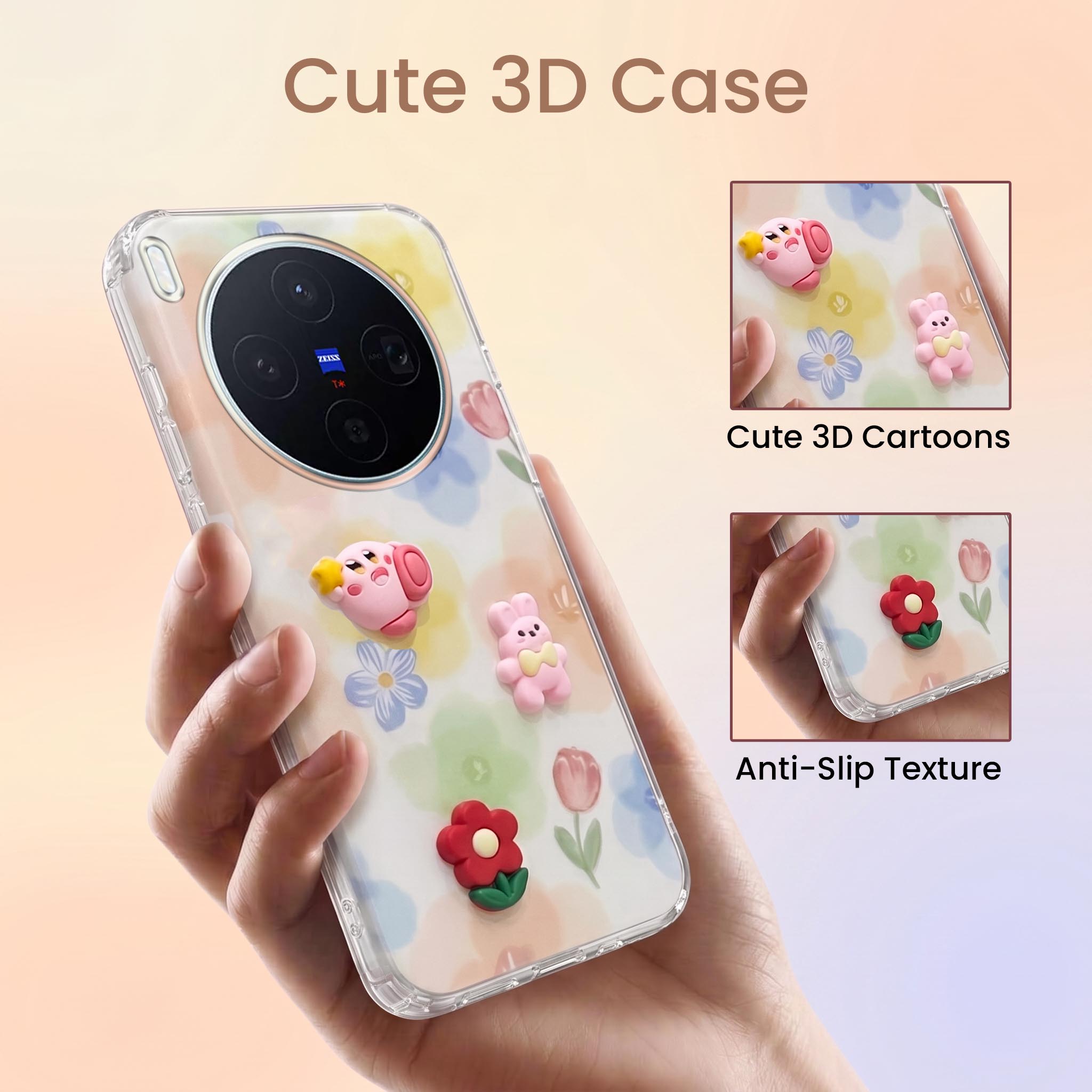 For Vivo X300 5G Back Cover Case (3D Cute Cartoons | Hard Back Side Soft | Matte Premium Finish | HD Printing)
