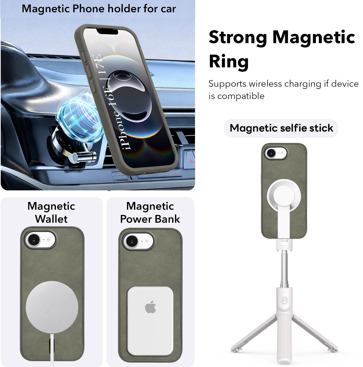 For Apple iPhone 16e | Apple iPhone 17e Back Cover Case Leather Finish (MagSafe Compatible Wireless Charging | Soft Touch | Camera Bump Protection)