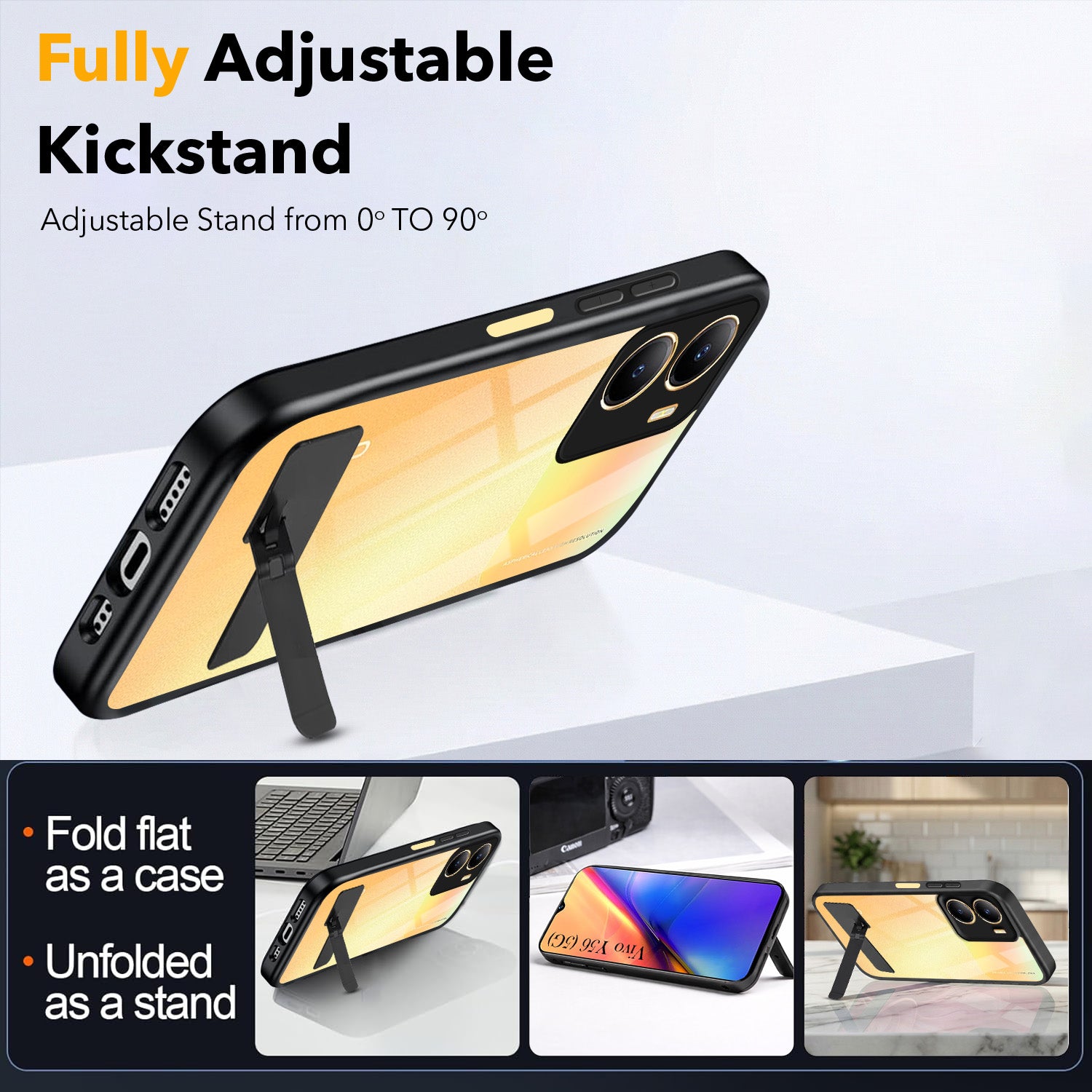 For Vivo Y56 5G Back Cover Case (Built-in Stand | Lifetime Anti Yellow | Kickstand Shockproof | Camera Protection | MagSafe Compatible)