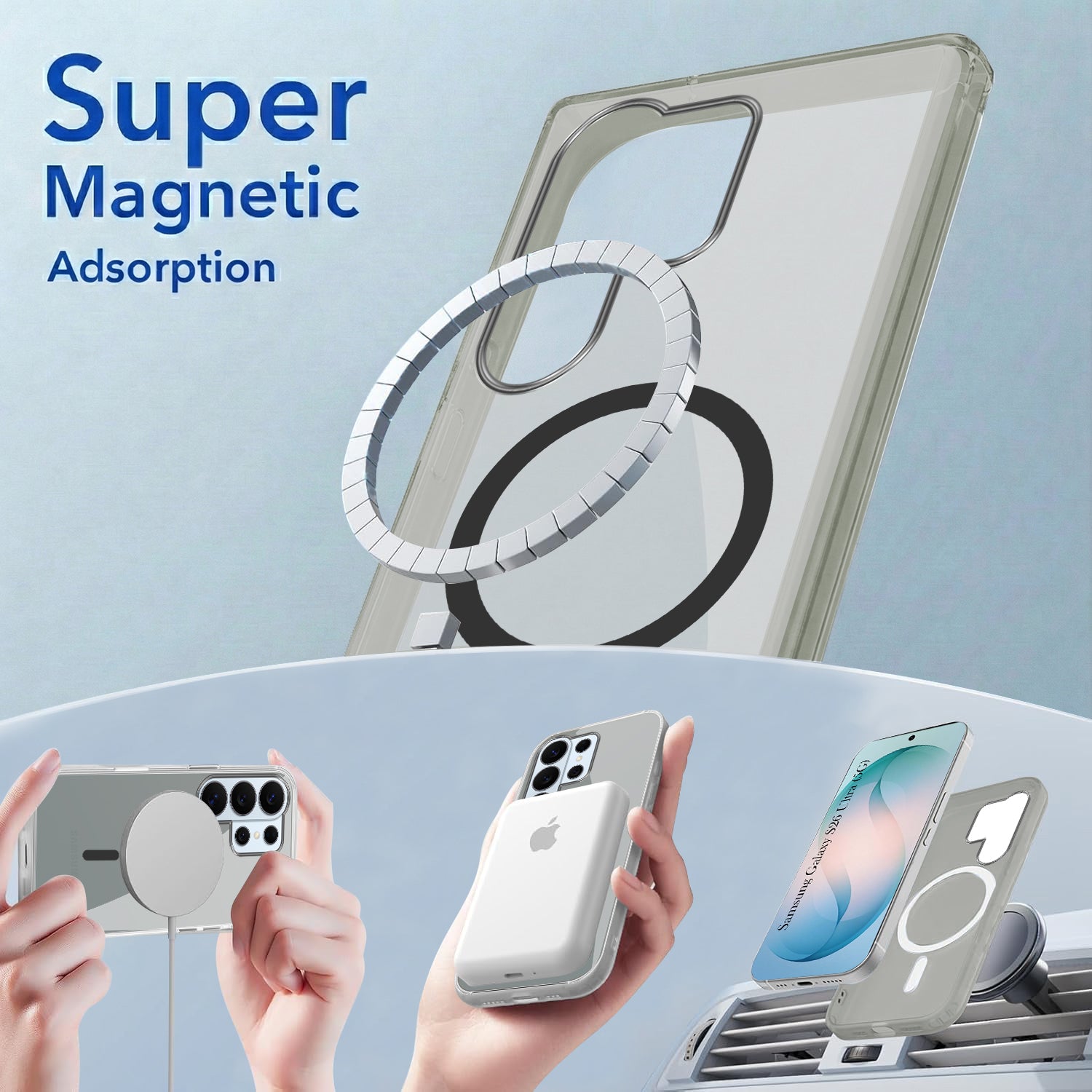 For Samsung Galaxy S26 Ultra Back Cover Case Lifetime Anti-Yellow MagSafe Compatible Clear (Sleek Hard Crystal | Shockproof and Camera Protection)