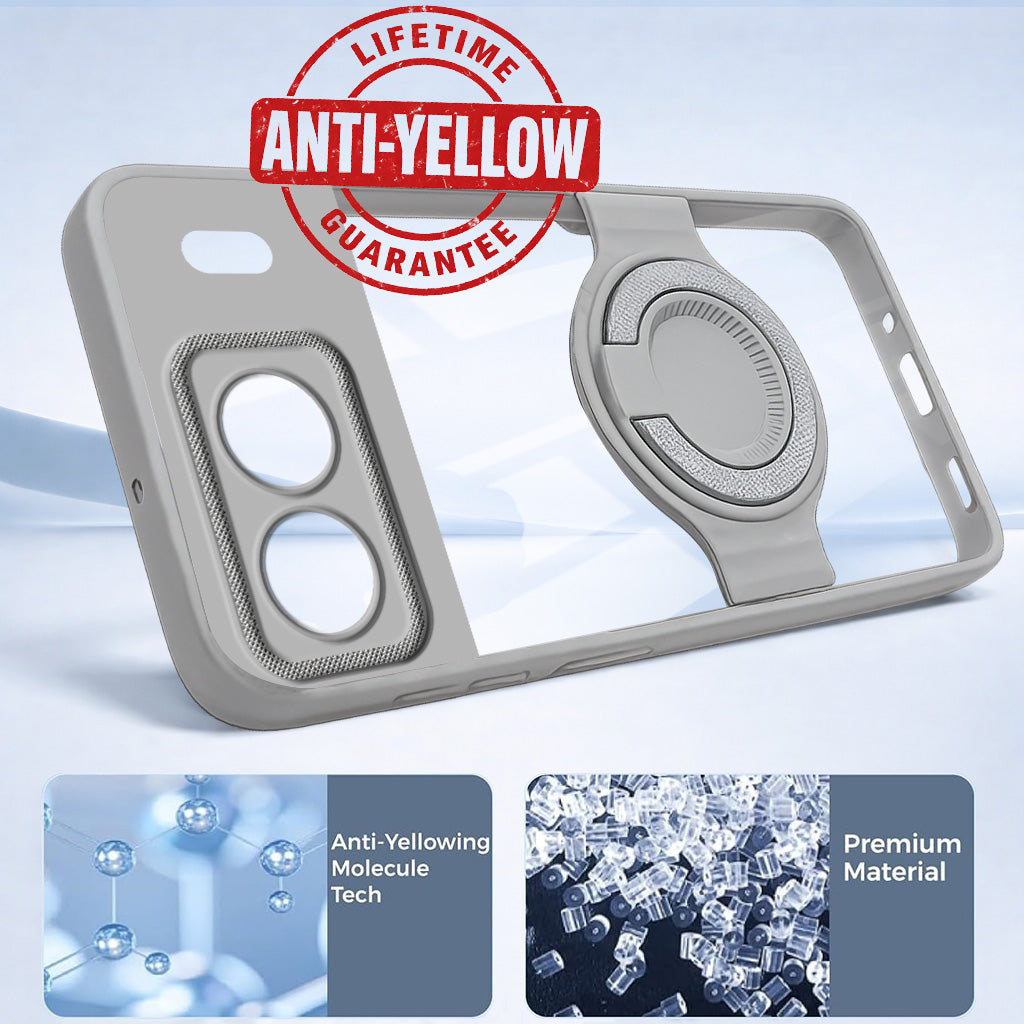 For Oneplus Nord 4 Back Cover Case with stand (Built-in Ring Holder Kickstand | Lifetime Anti Yellow | Camera Protection)