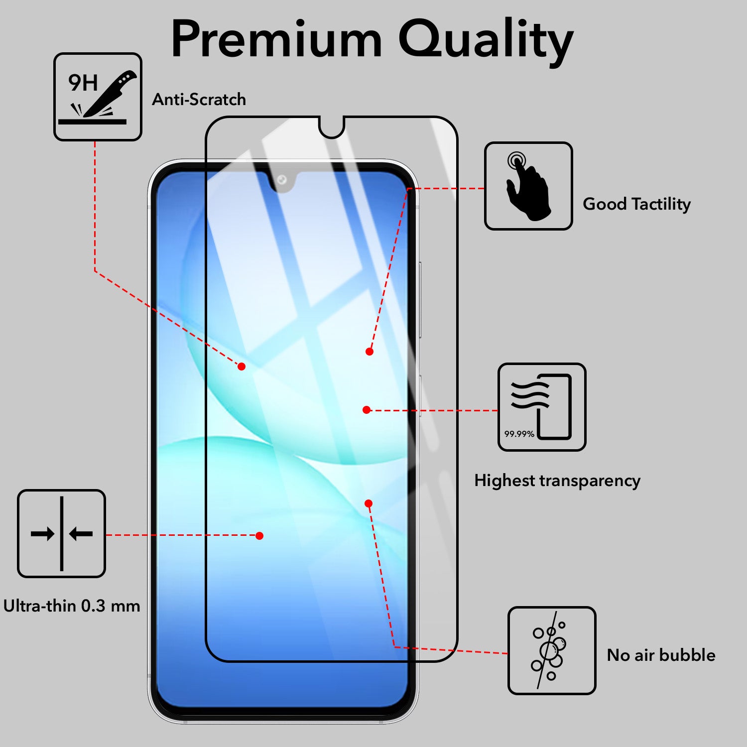 (Pack of 2) Tempered Glass For Samsung Galaxy A26 Military-Grade Gorilla Screen Protector With Installation Kit | Shatterproof, Full Coverage, HD Clear, Scratch Resistant