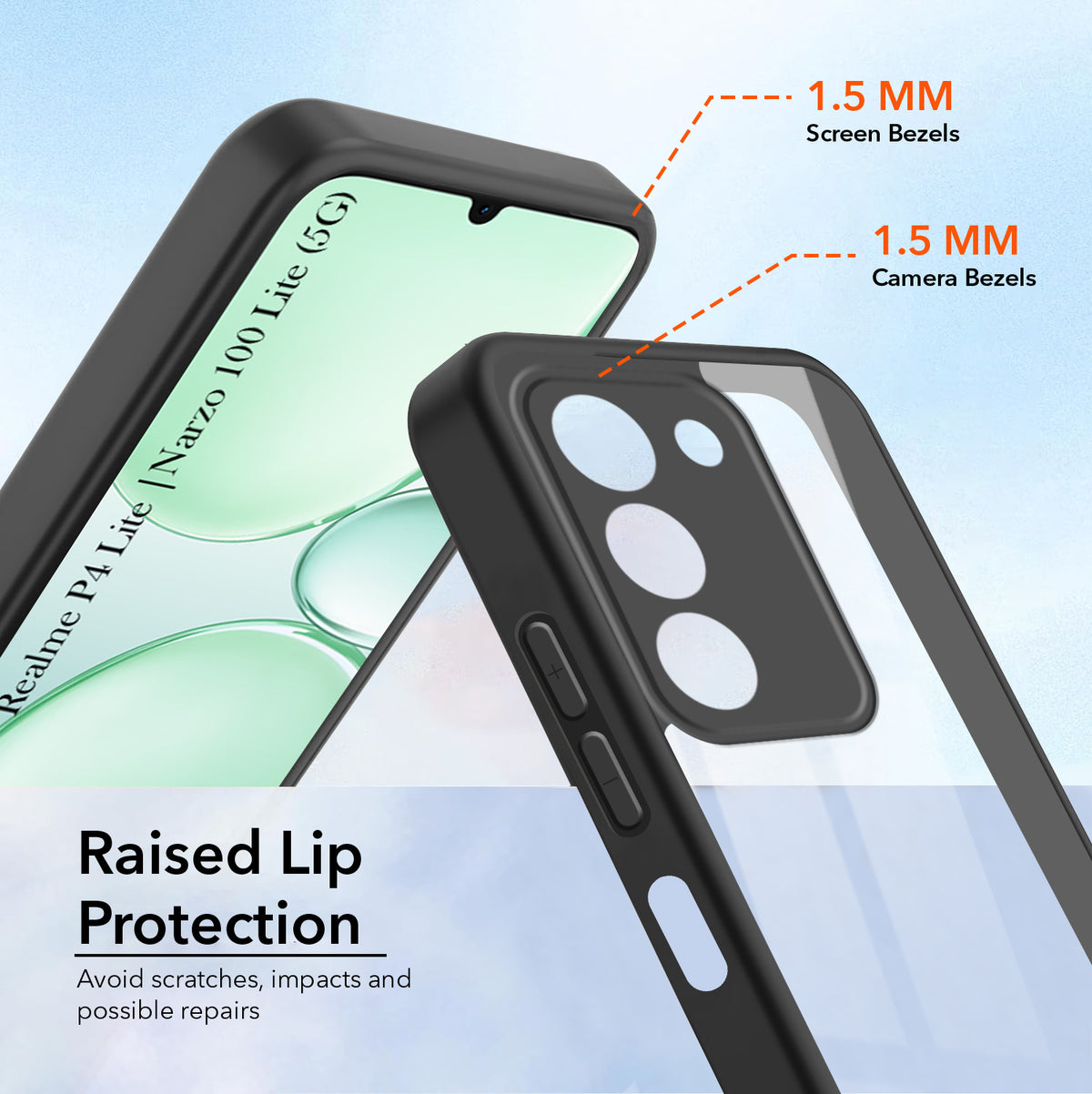 For Realme P4 Lite 5G | Narzo 100 Lite 5G (Combo with Back Cover and 9H Tempered Glass (Lifetime Anti-Yellow | Crystal Clear Shockproof | Oleophobic Coating Screen Glass)