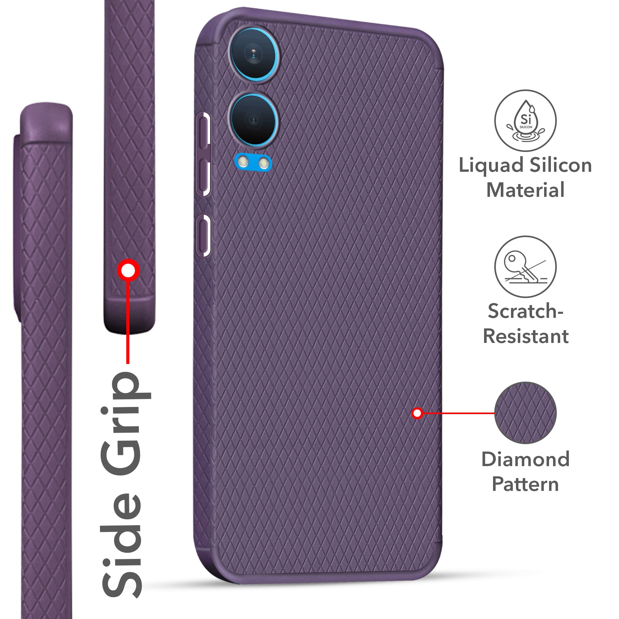 For OnePlus Nord CE 4 Lite Back Cover Case (Liquid Silicone | Side Grip | Camera Protection)