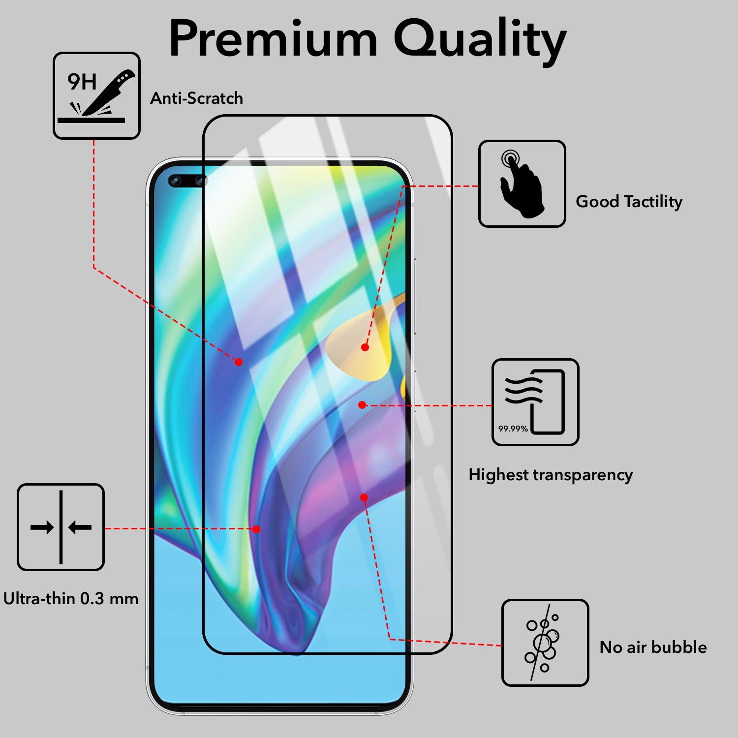 (Pack of 2) Tempered Glass for Oppo Reno4 Lite | Reno 4 Lite Military-Grade Gorilla Screen Protector With Installation Kit | Shatterproof, Full Coverage, HD Clear, Scratch Resistant