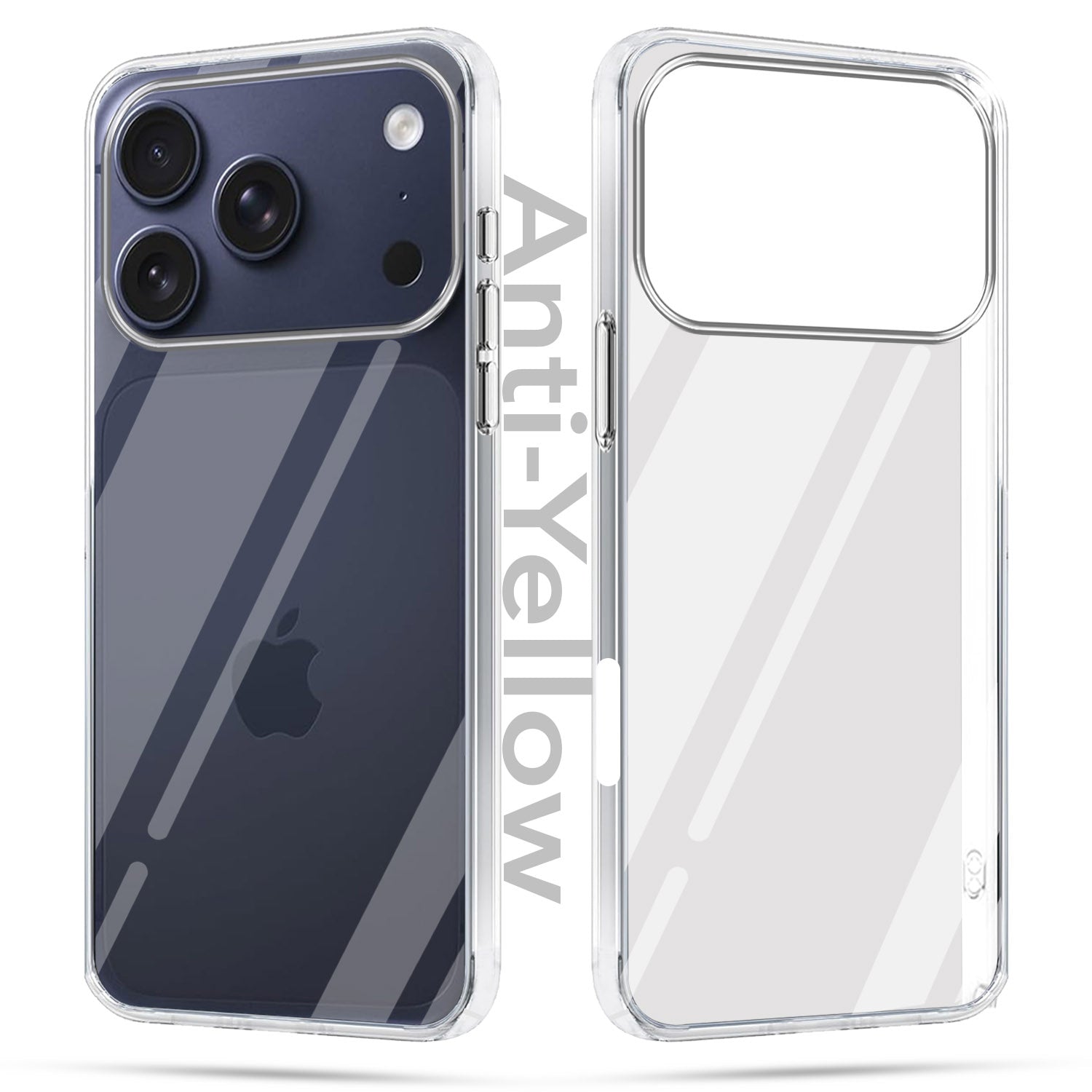 For Apple iPhone 17 Pro Combo with Back Cover and 9H Tempered Glass (Lifetime Anti-Yellow | Sleek Hard Crystal | Oleophobic Coating Screen Glass)