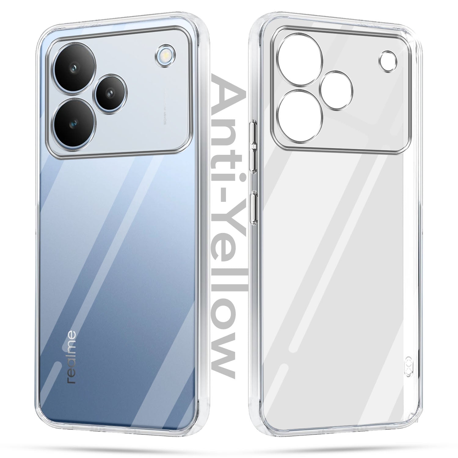 For Realme P4 Combo with Back Cover and 9H Tempered Glass (Lifetime Anti-Yellow | Sleek Hard Crystal | Oleophobic Coating Screen Glass)