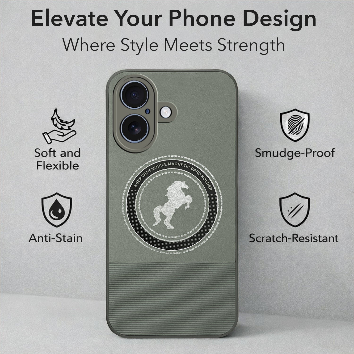 For Apple iPhone 17 Leather Finish Back Cover Case (Professional Minimalist Texture | MagSafe Compatile | Camera Protection | Sleek Sober Formal)