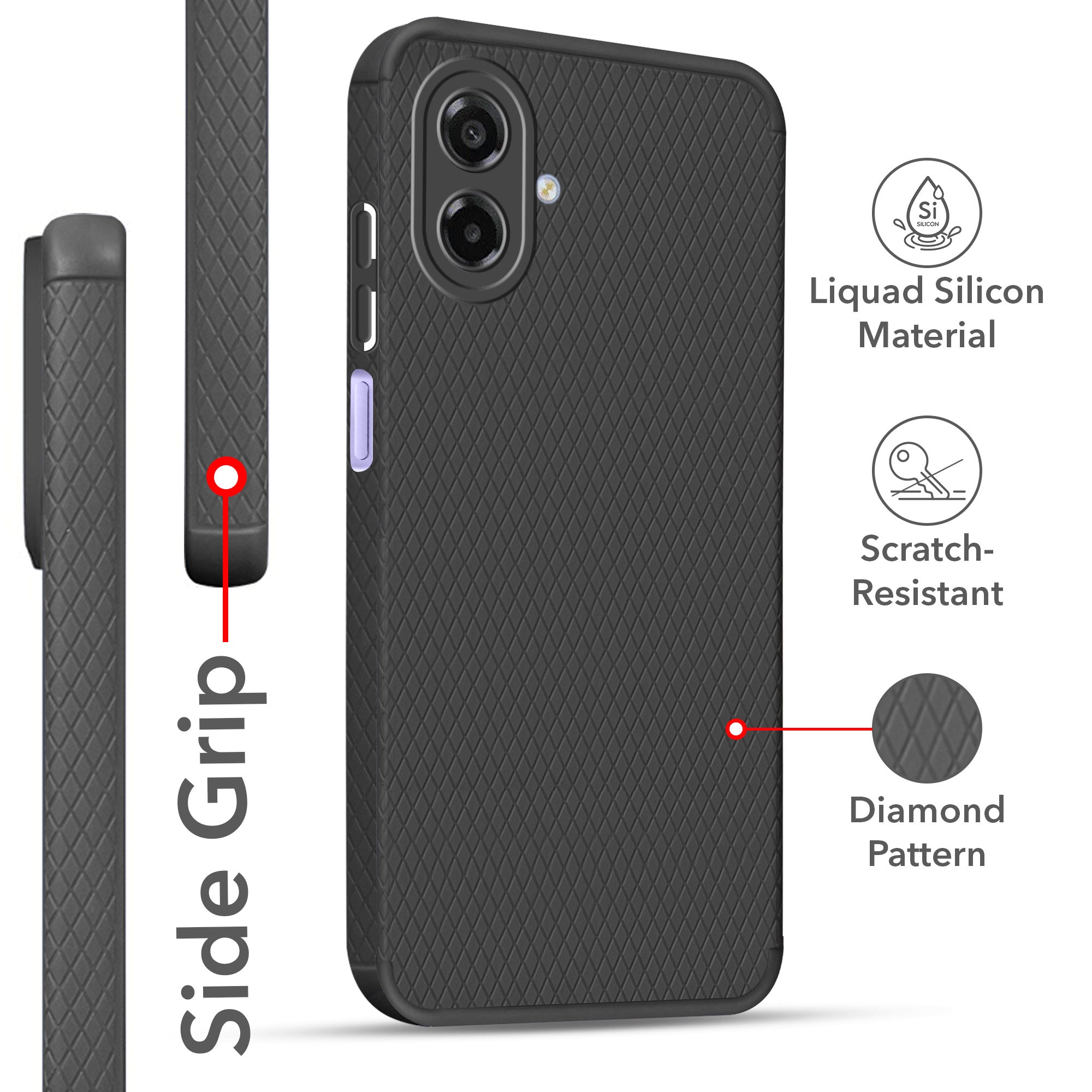 For Samsung Galaxy A07 | F70e 5G Back Cover Case (Camera Protection | Side Grip Texture | Soft and Flexible)