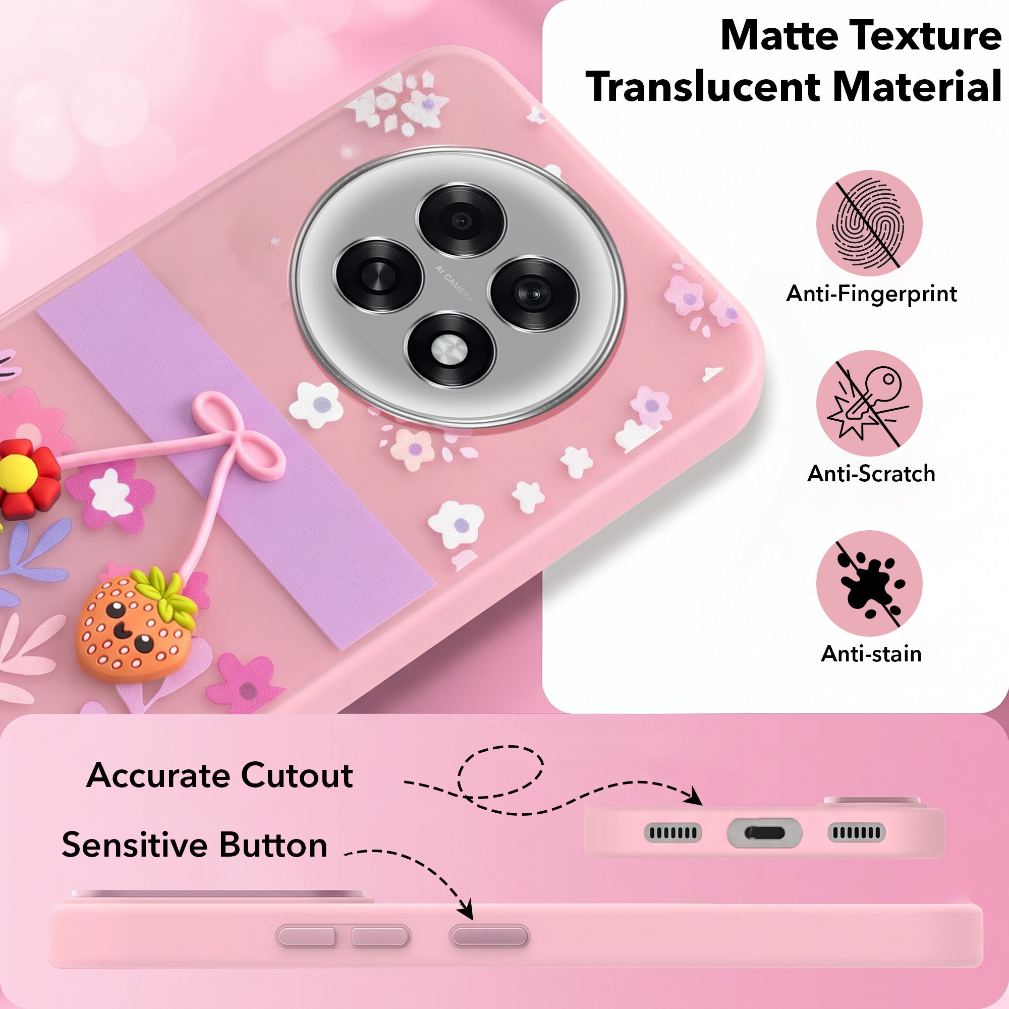 For Oppo F31 Pro Plus Back Cover Case (3D Cute Cartoons | Hard Back Side Soft | Matte Premium Finish | HD Printing)