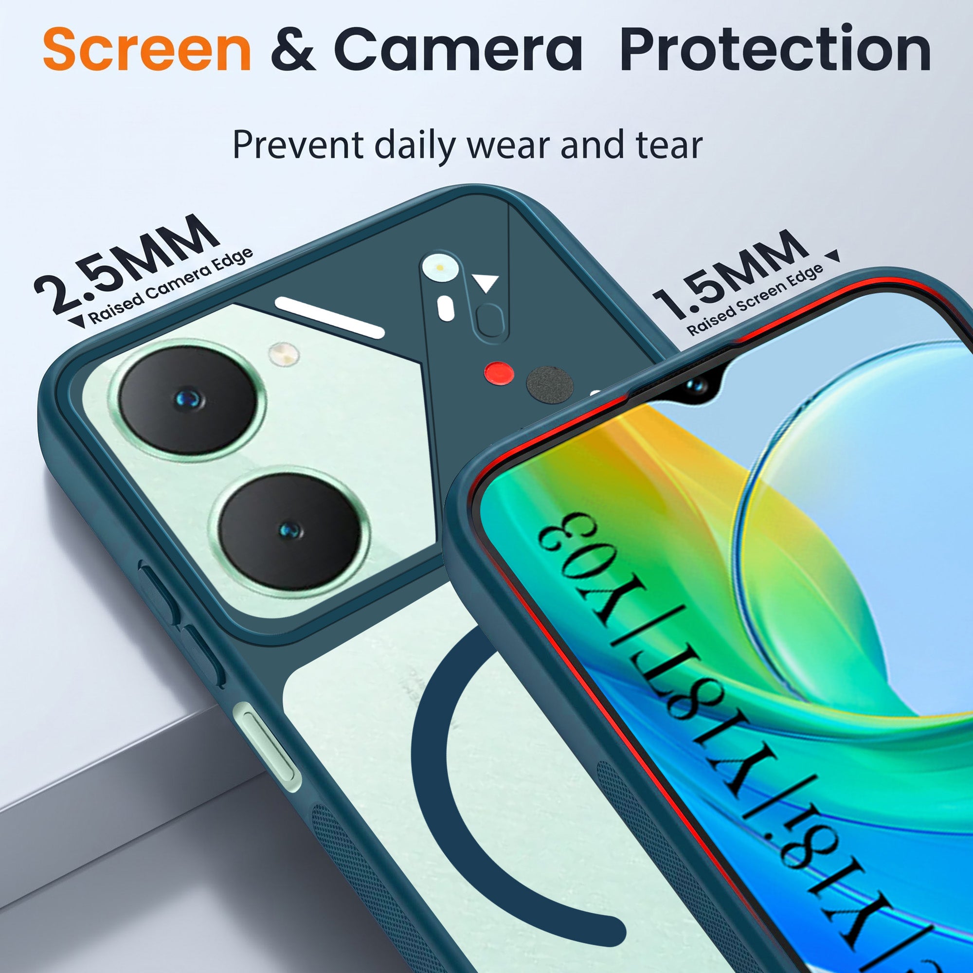For Y18 | Vivo Y18e | Vivo Y03 | Vivo Y18i | Vivo Y18T Back Cover Case Lifetime Anti-Yellow Clear (Camera Protection | Side Grip | Wireless MagSafe Compatible)