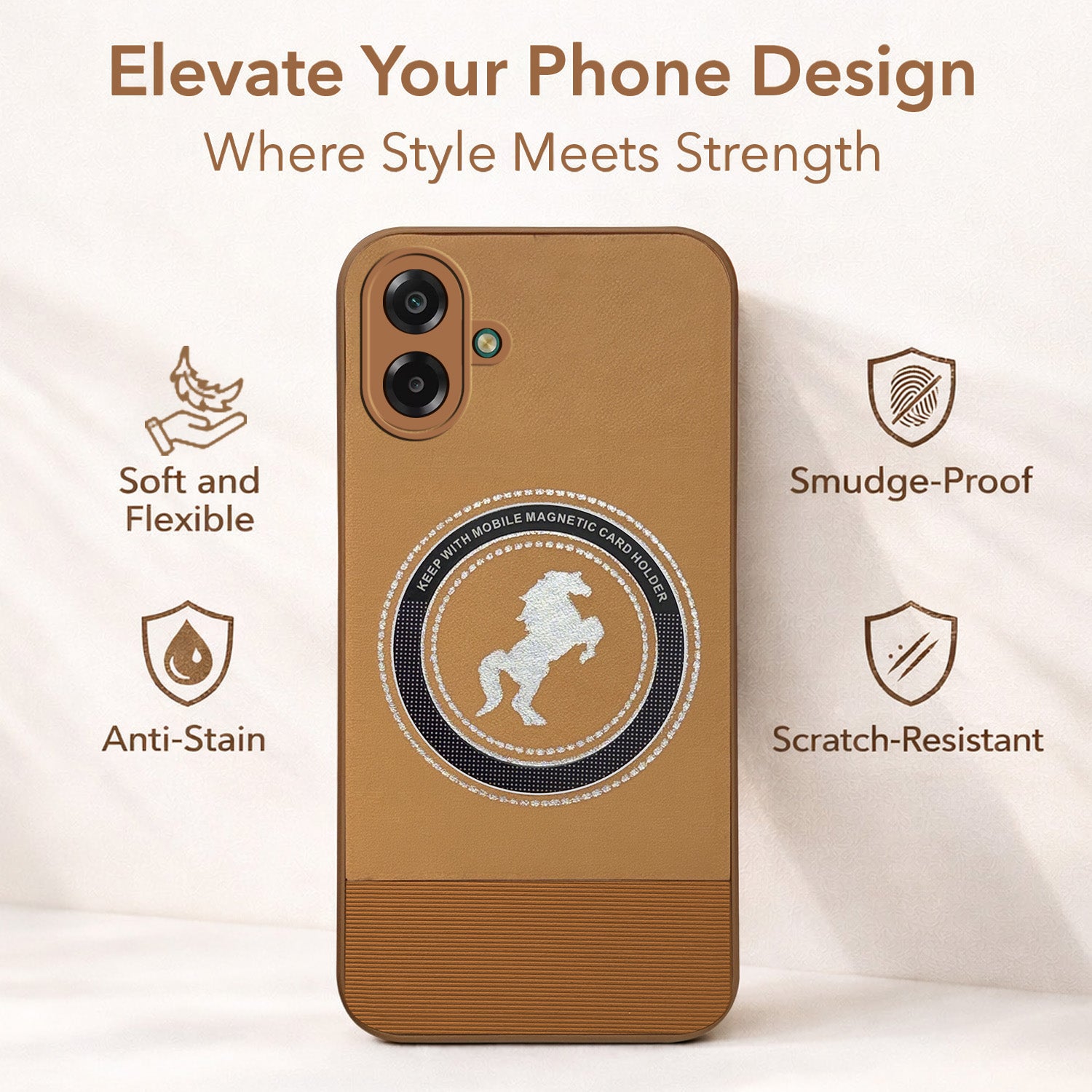 For Samsung Galaxy M07 | Samsung Galaxy F07 Back Cover Case PU Leather Finish  (Professional Minimalist Texture | MagSafe Compatile | Camera Protection | Sleek Sober Formal) (Copy)