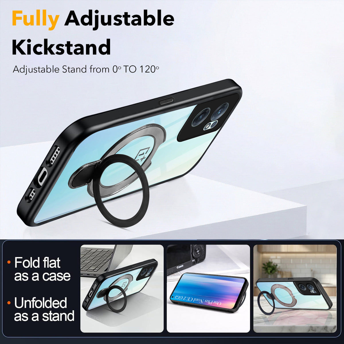 For OnePlus Nord CE 2 5G Back Cover Case (Kick Stand Ring Holder | Life time Anti Yellow | Camera Protection)
