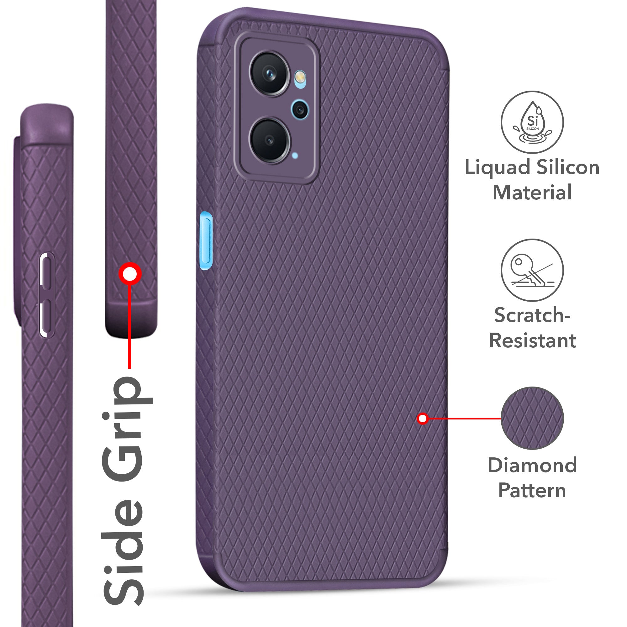 For Realme 9i Back Cover Case (Liquid Silicone | Side Grip | Camera Protection)