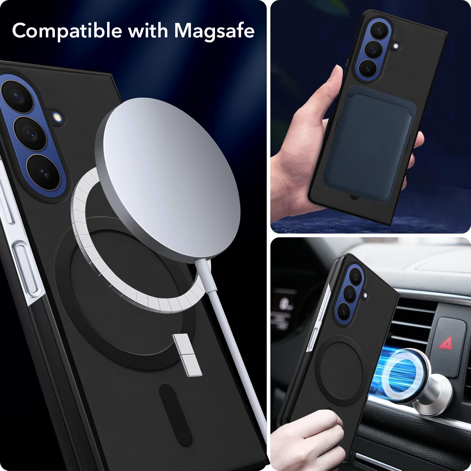 For Samsung Galaxy Z Fold 7 Back Cover Case Leather Finish (MagSafe Wireless Charging Compatible | Inside Microfiber Cloth)