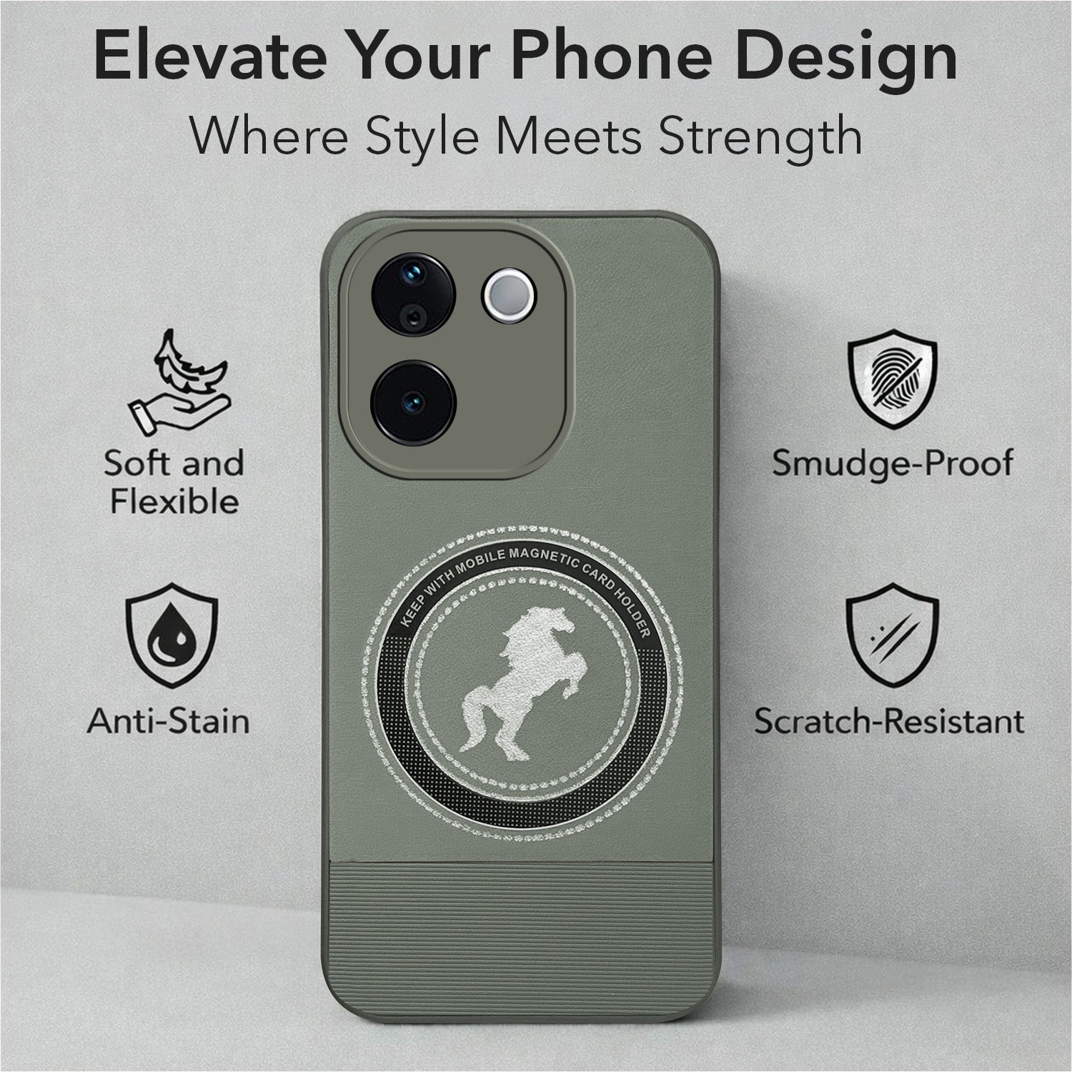 For Vivo T3 Pro Back Cover Case PU Leather Finish (Professional Minimalist Texture | MagSafe Compatile | Camera Protection | Sleek Sober Formal)