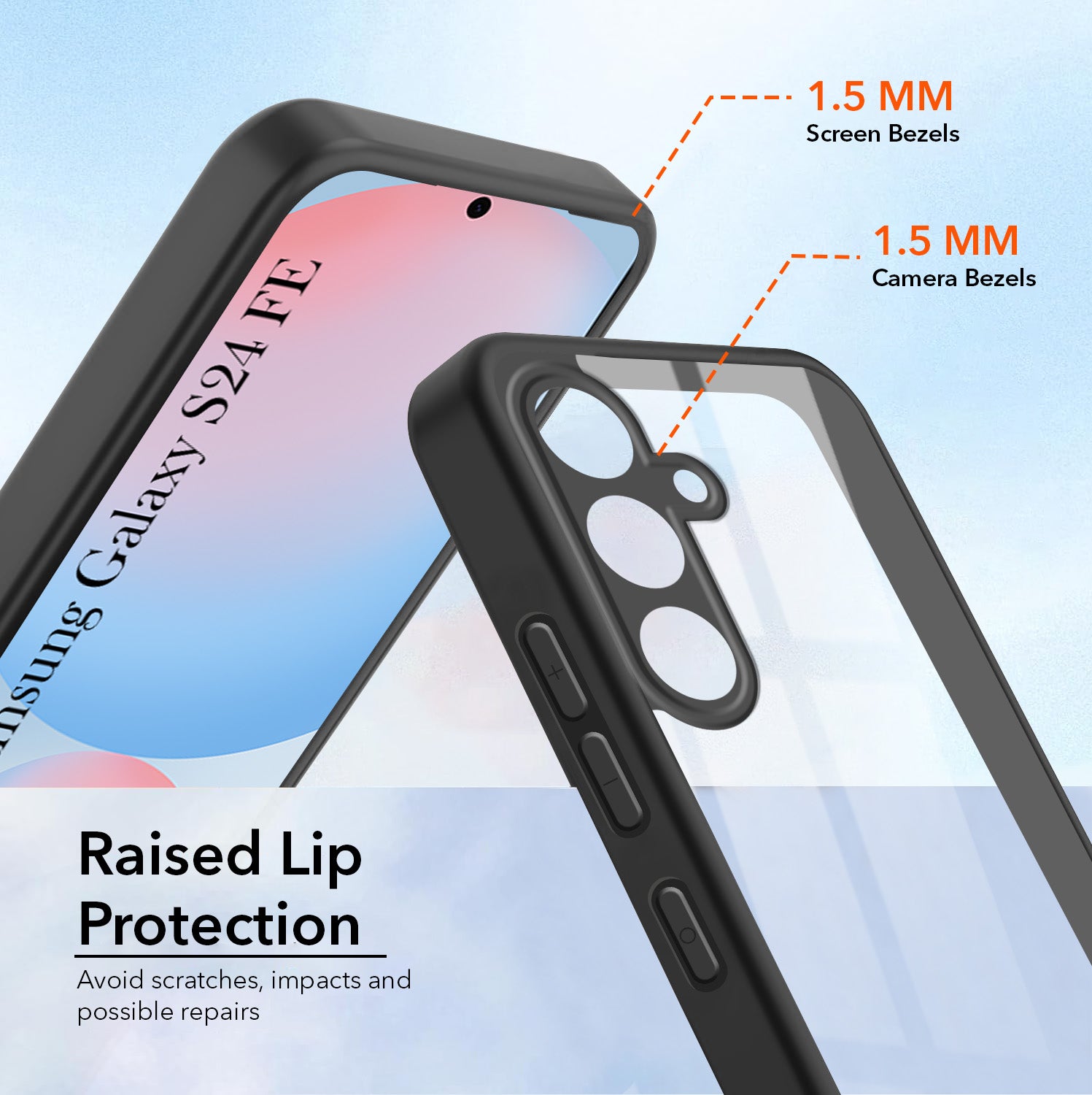 For Samsung Galaxy S24 FE Combo with Back Cover and 9H Tempered Glass (Lifetime Anti-Yellow | Crystal Clear Shockproof | Oleophobic Coating Screen Glass)