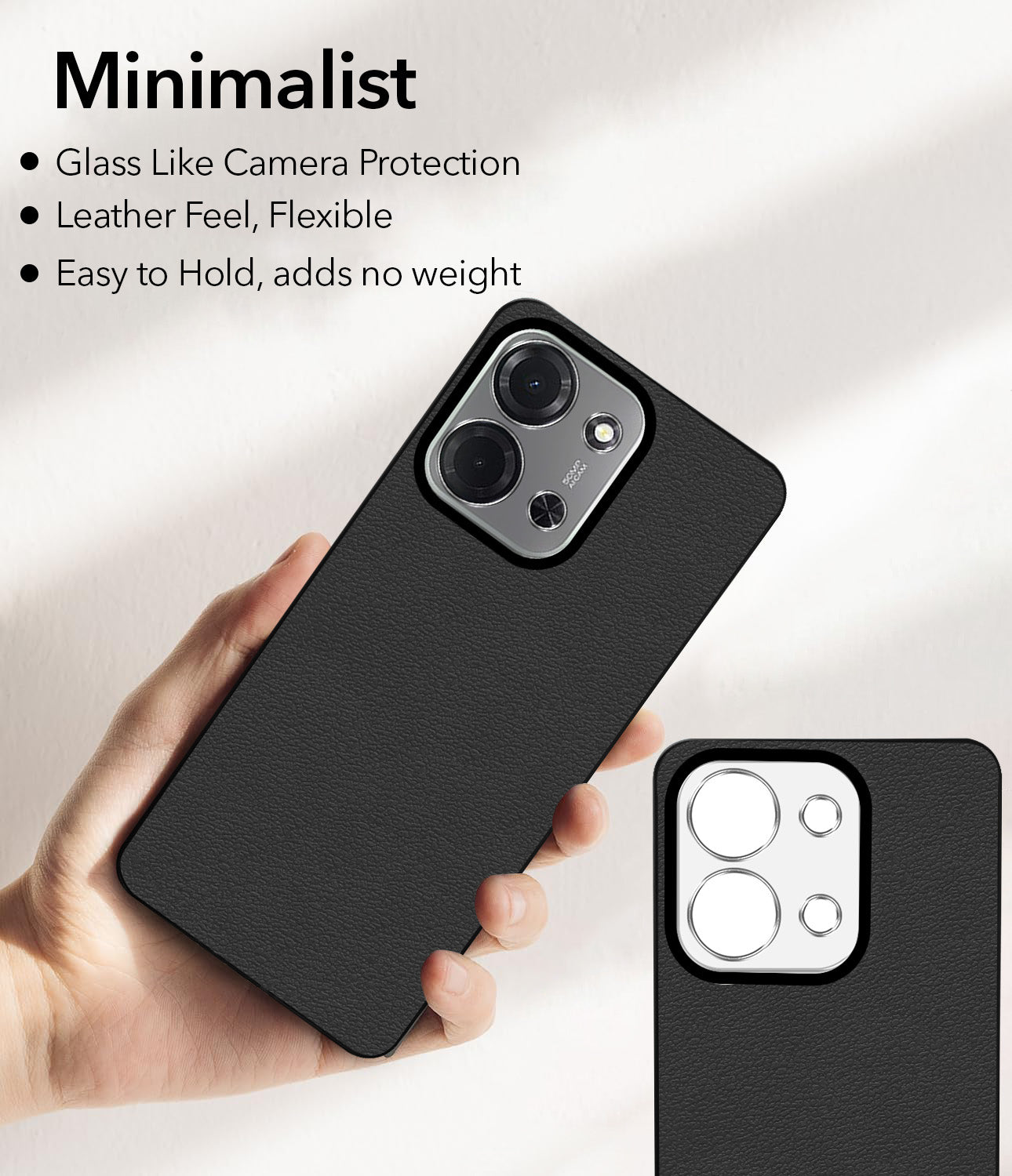 For Poco C85 5G Back Cover Case Silicone (Glass Like Camera Protection | Leather Feel | Minimalist Professional Grip)