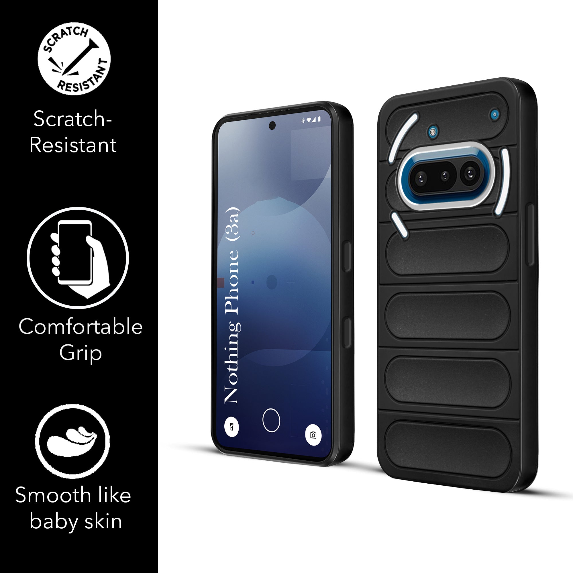 For Nothing Phone 3A 5G Back Cover Case (Matte Liquid Silicone| Camera Protection Ring | Professional Wave Design | Shockproof Anti Slip Grip )