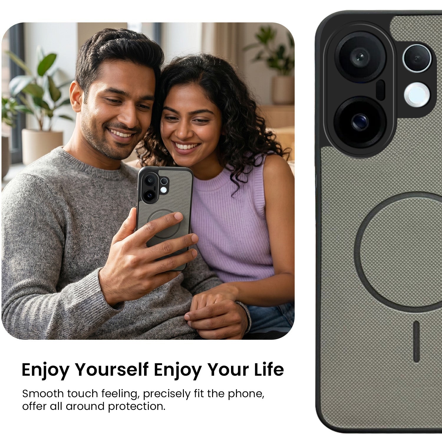 For Vivo X200 FE Back Cover Case PU Leather (Texture Grip Design | Professional Minimalist | Camera Protection | Soft and Flexible)