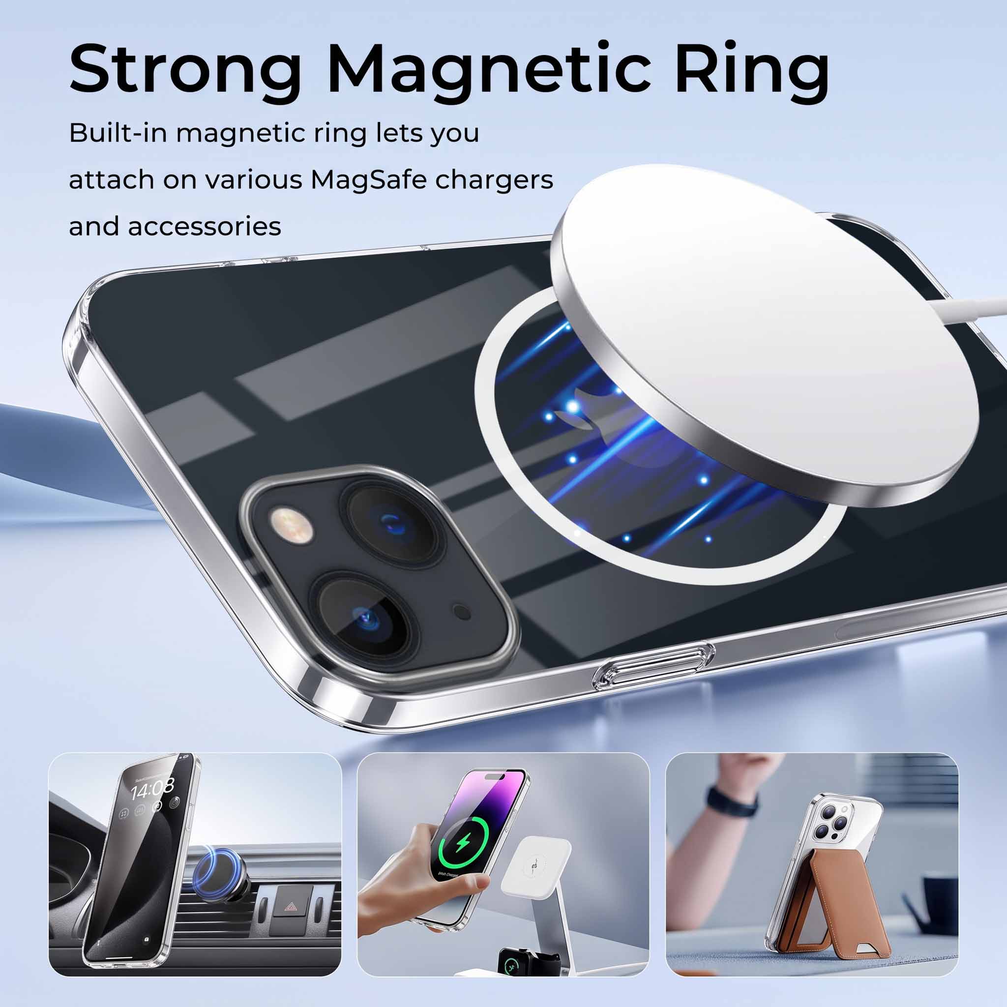 For Apple iPhone 13 Back Case Cover Crystal Anti Yellow (Unbreakable PC | MagSafe Wireless Charging Support |Camera Protection Bump)