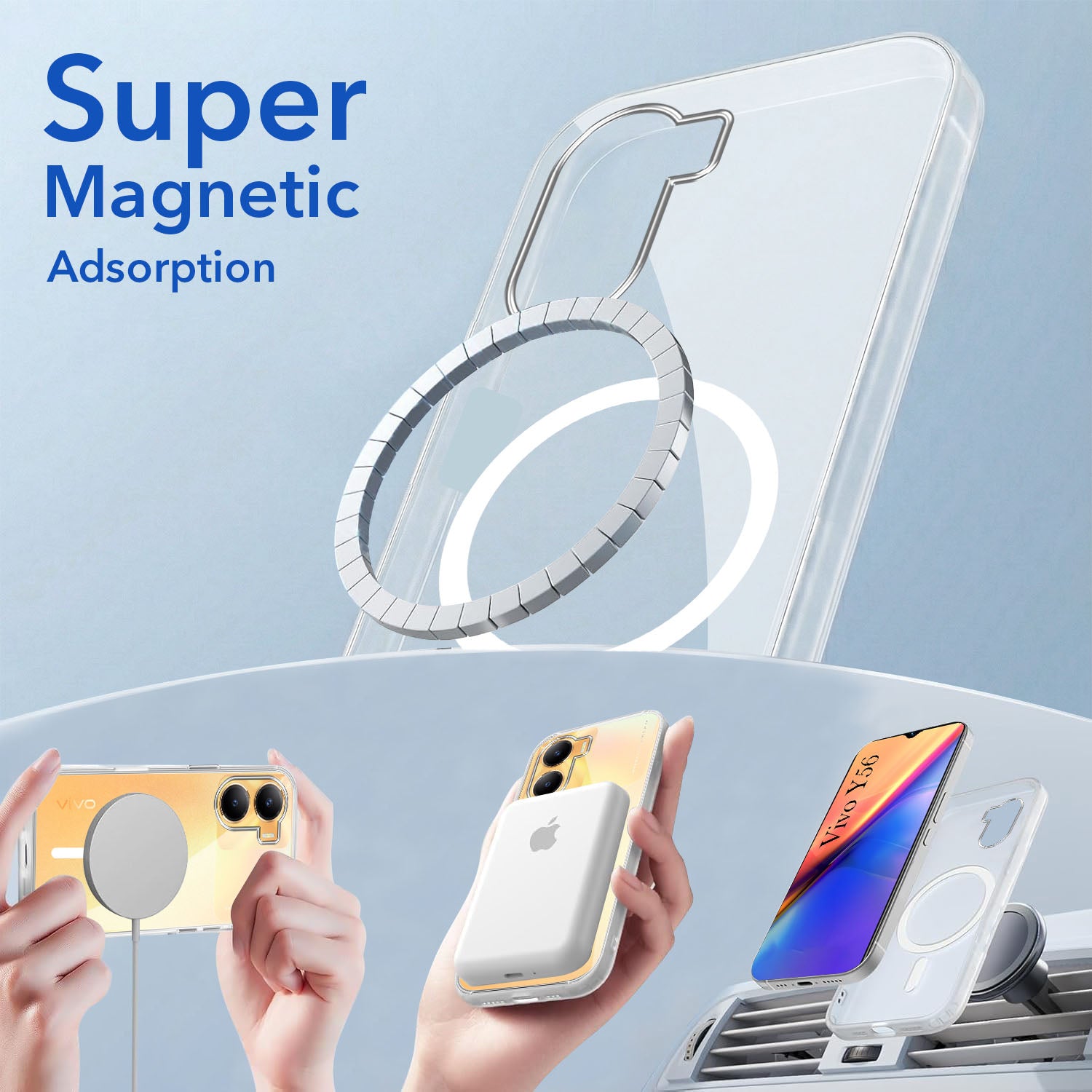For Vivo Y56 5G Back Cover Case Lifetime Anti-Yellow MagSafe Compatible Clear(Sleek Hard Crystal | Shockproof and Camera Protection)