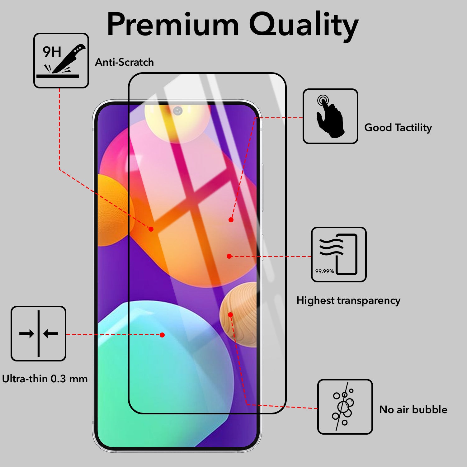 Tempered Glass For Samsung Galaxy M62 Military-Grade Gorilla Screen Protector With Installation Kit | Shatterproof, Full Coverage, HD Clear, Scratch Resistant (Pack of 1)