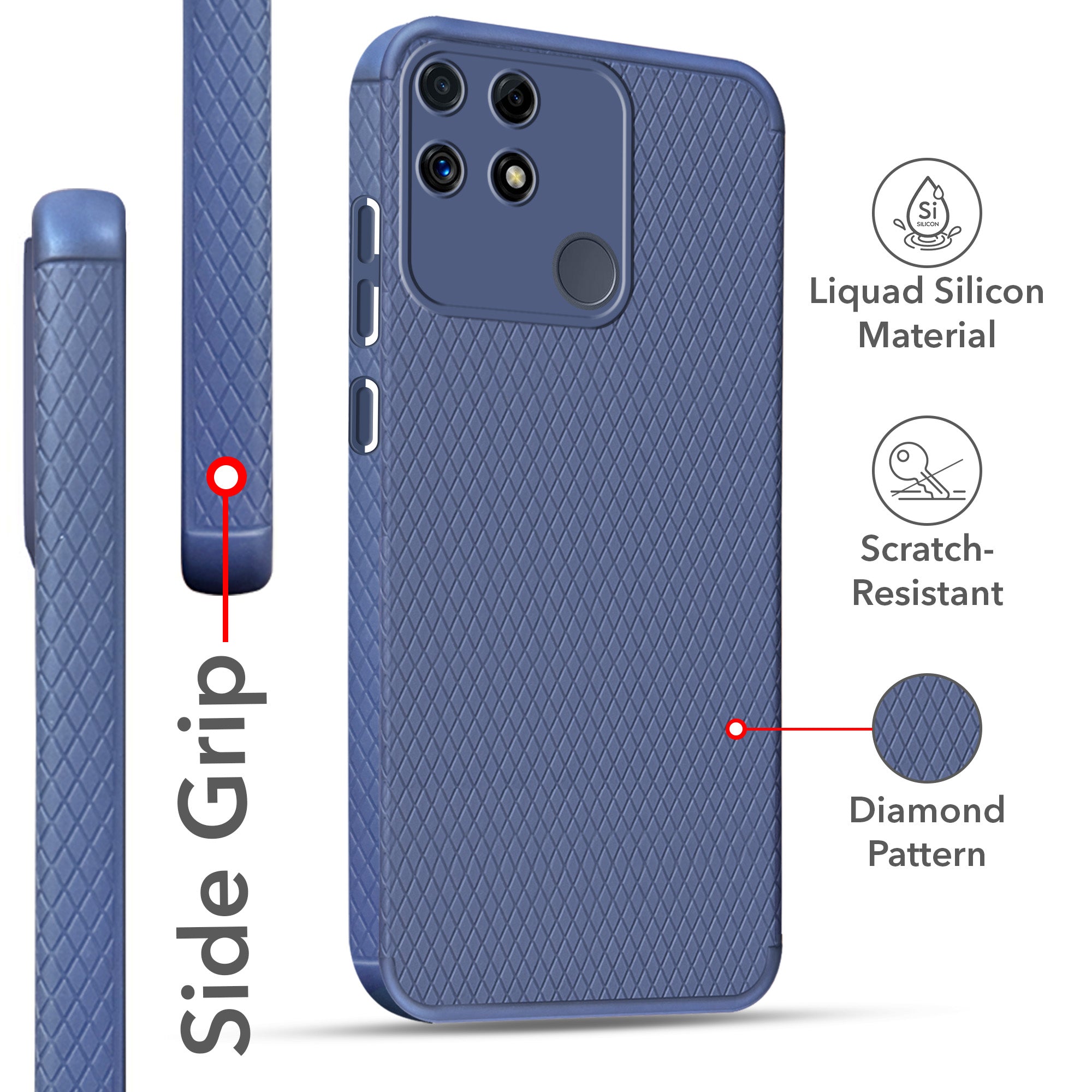For Realme C25 | C25s Back Cover Case Liquid Silicone (Camera Protection | Side Grip Texture | Soft and Flexible)