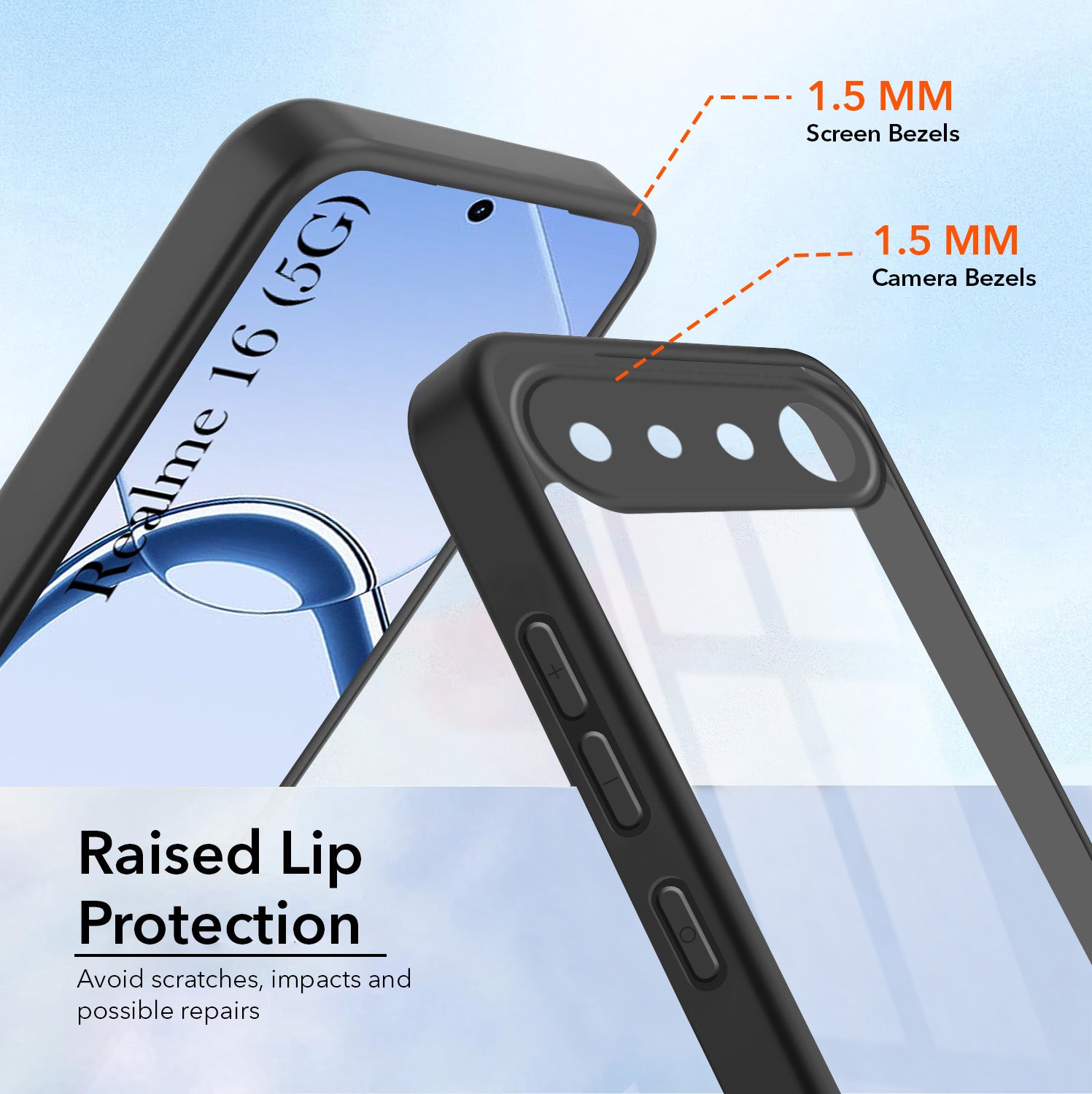 For Realme 16 Combo with Back Cover and 9H Tempered Glass (Lifetime Anti-Yellow | Crystal Clear Shockproof | Oleophobic Coating Screen Glass)
