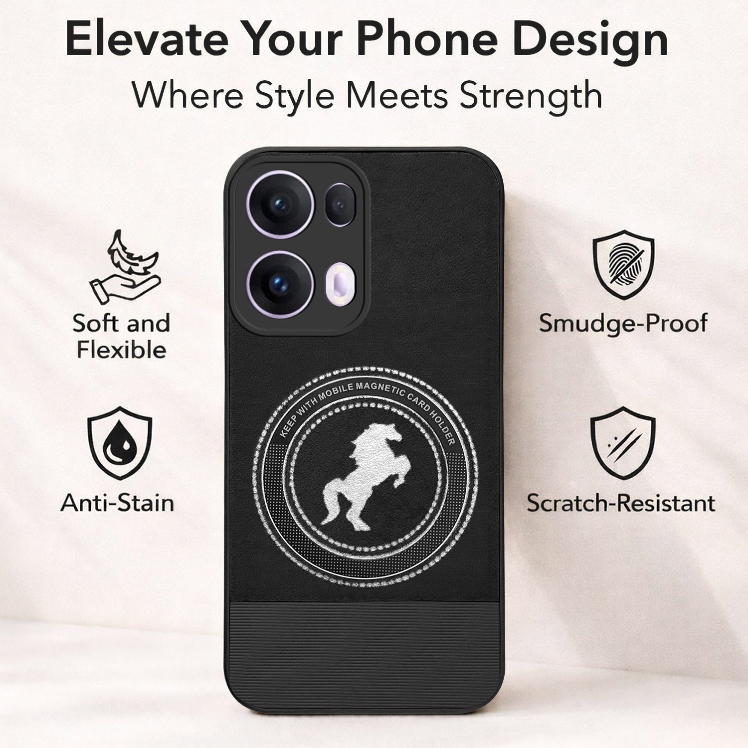 For Oppo Reno13 Pro 5G | Oppo Reno 13 Pro 5G Back Cover Case PU Leather Finish (Professional Minimalist Texture | MagSafe Compatile | Camera Protection | Sleek Sober Formal)