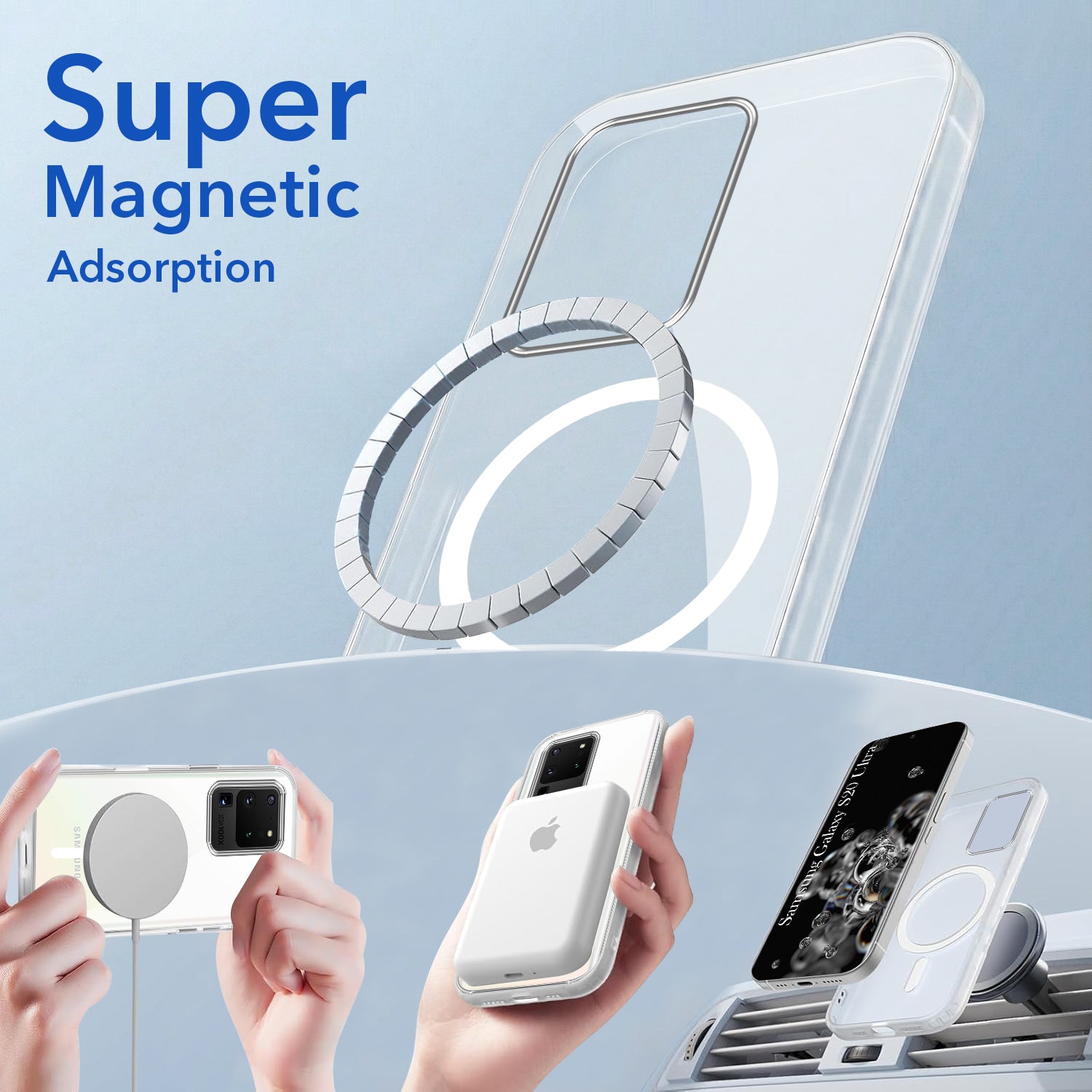 For Samsung Galaxy S20 Ultra Back Cover Case Lifetime Anti-Yellow MagSafe Compatible Clear (Sleek Hard Crystal | Shockproof and Camera Protection)