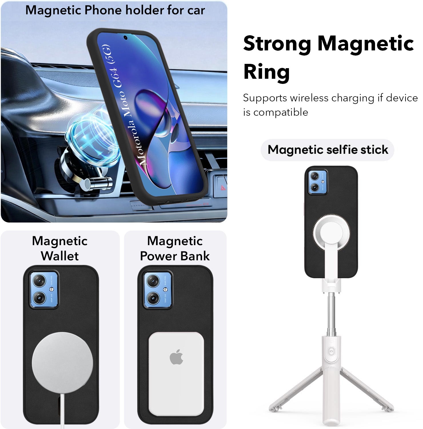 For Motorola Moto G64 5G Back Cover Case Leather Finish (MagSafe Compatible Wireless Charging | Soft Touch | Camera Bump Protection)