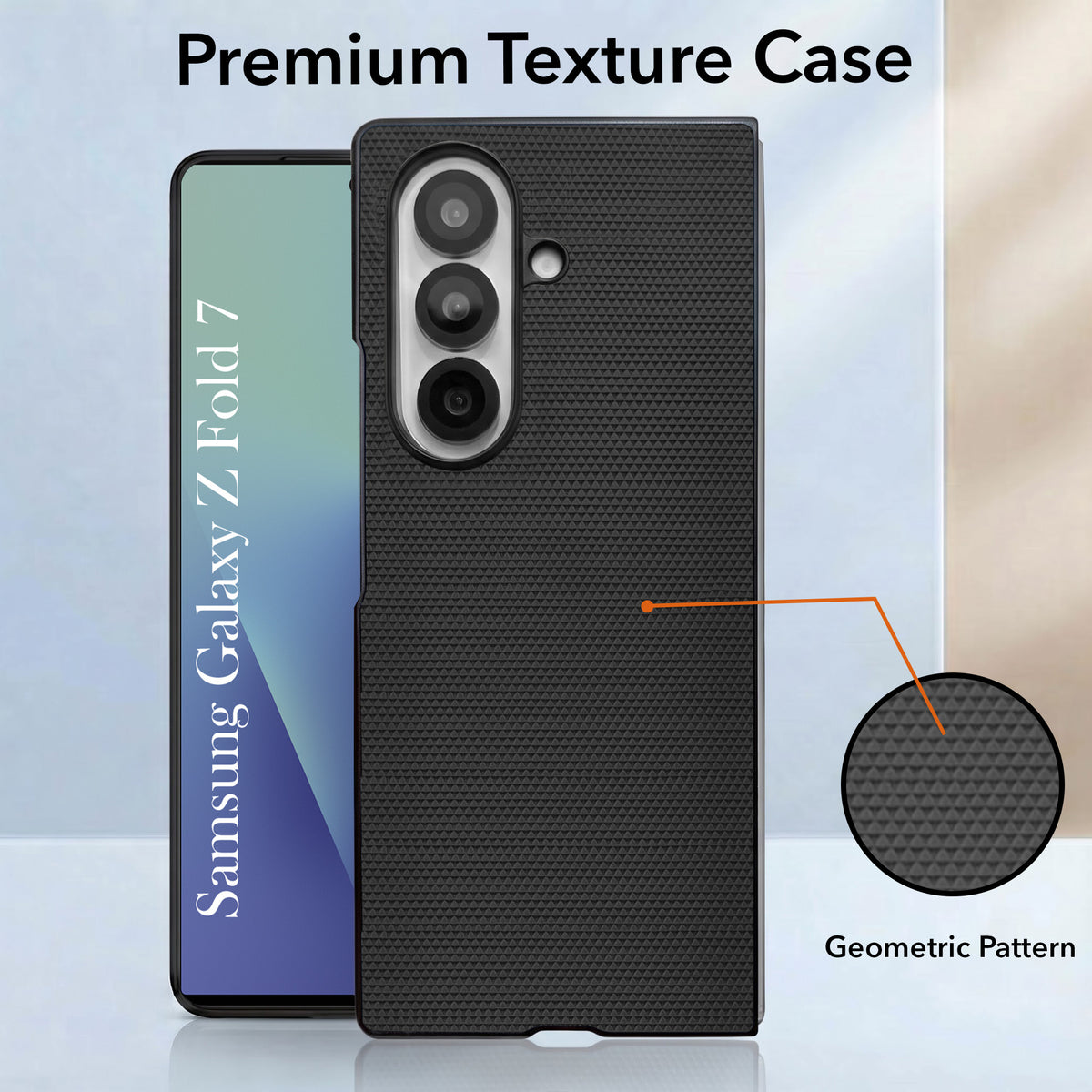 For Samsung Galaxy Z Fold 7 Premium Cover Case (Geometric Textured Hard PC | Soft Cloth Lining & Slim Shockproof Protection)
