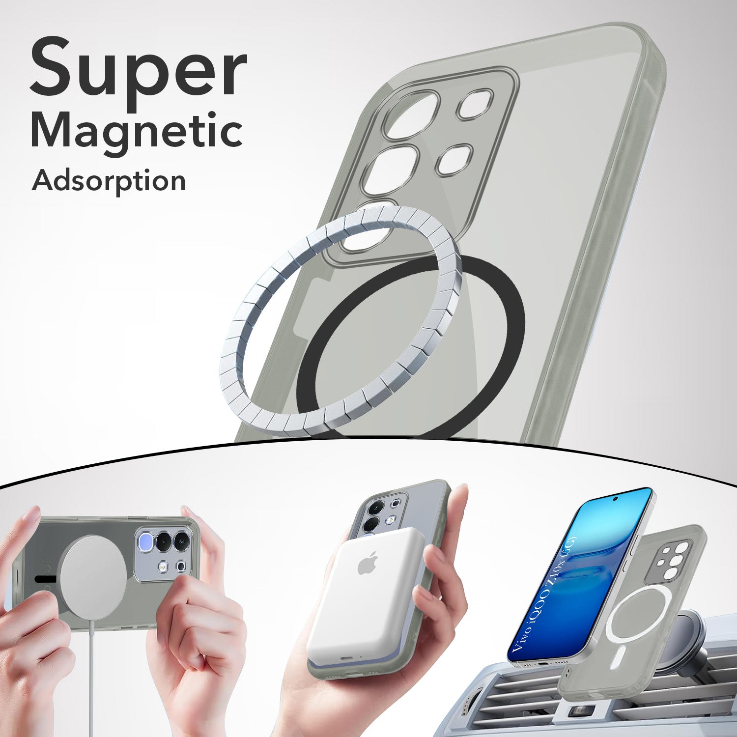 For Vivo iQOO Z10x Back Cover Case Lifetime Anti-Yellow MagSafe Compatible Clear (Sleek Hard Crystal | Shockproof and Camera Protection)
