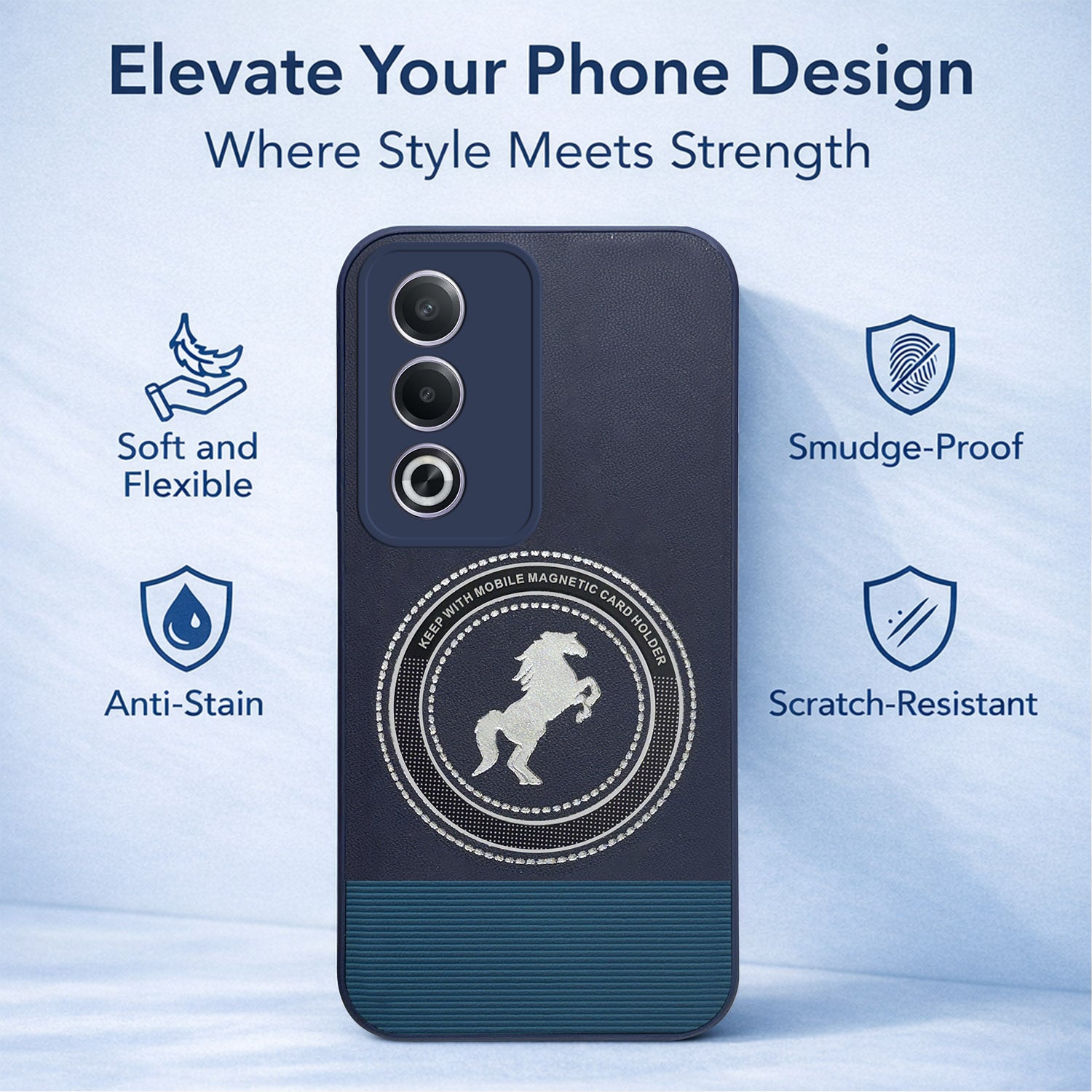 For Oppo A3 Pro 5G  Back Cover Case PU Leather Finish (Professional Minimalist Texture | MagSafe Compatile | Camera Protection | Sleek Sober Formal)