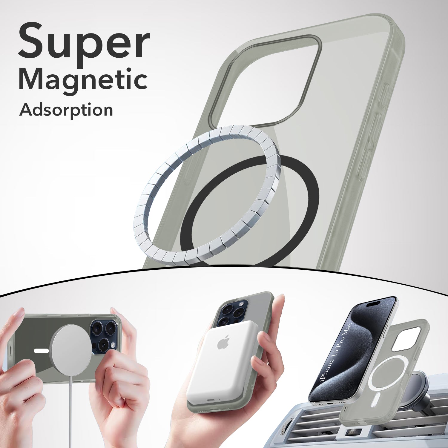 For Apple iPhone 15 Pro Max Back Cover Case Lifetime Anti-Yellow MagSafe Compatible Clear (Sleek Hard Crystal | Camera Protection and Shockproof)