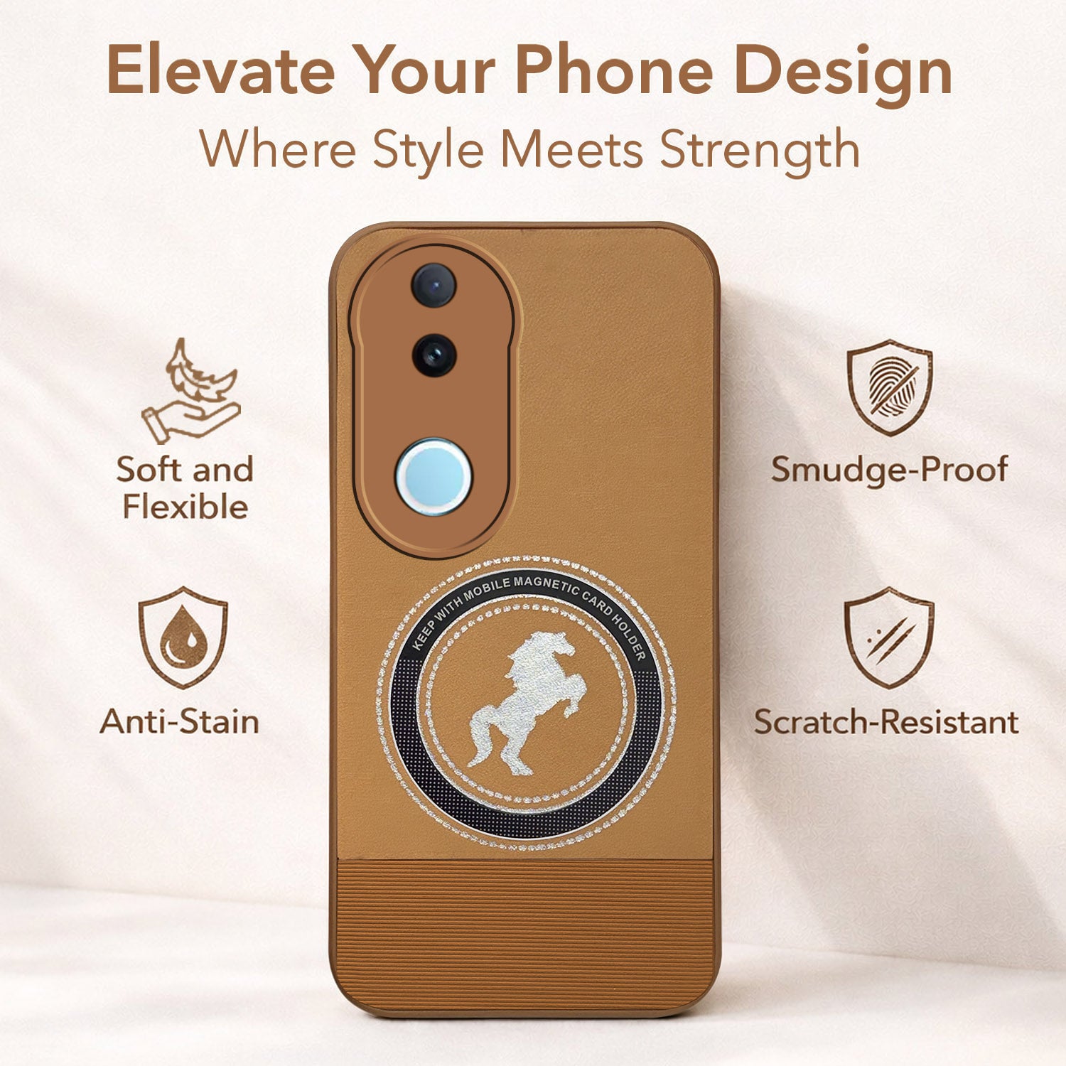 For Vivo iQOO Z10R Back Cover Case PU Leather Finish (Professional Minimalist Texture | MagSafe Compatile | Camera Protection | Sleek Sober Formal)