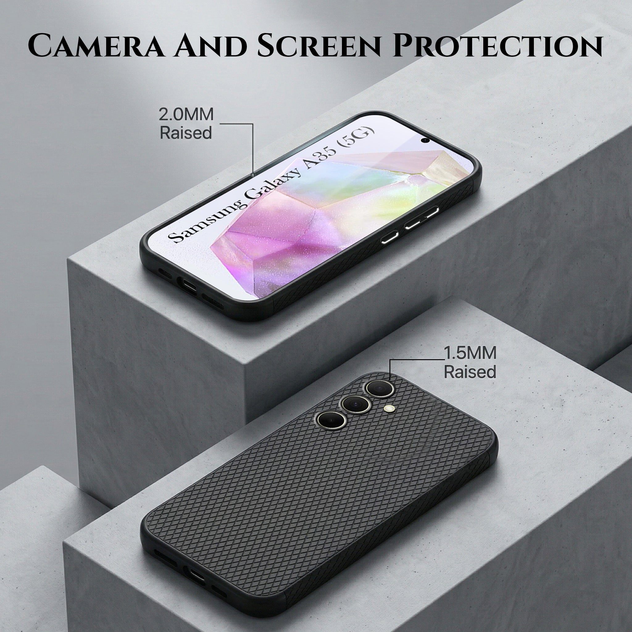 For Samsung Galaxy A35 5G Combo with Back Cover and 9H Tempered Glass (Liquid Silicone | Camera Protection | Oleophobic Coating Screen Glass)