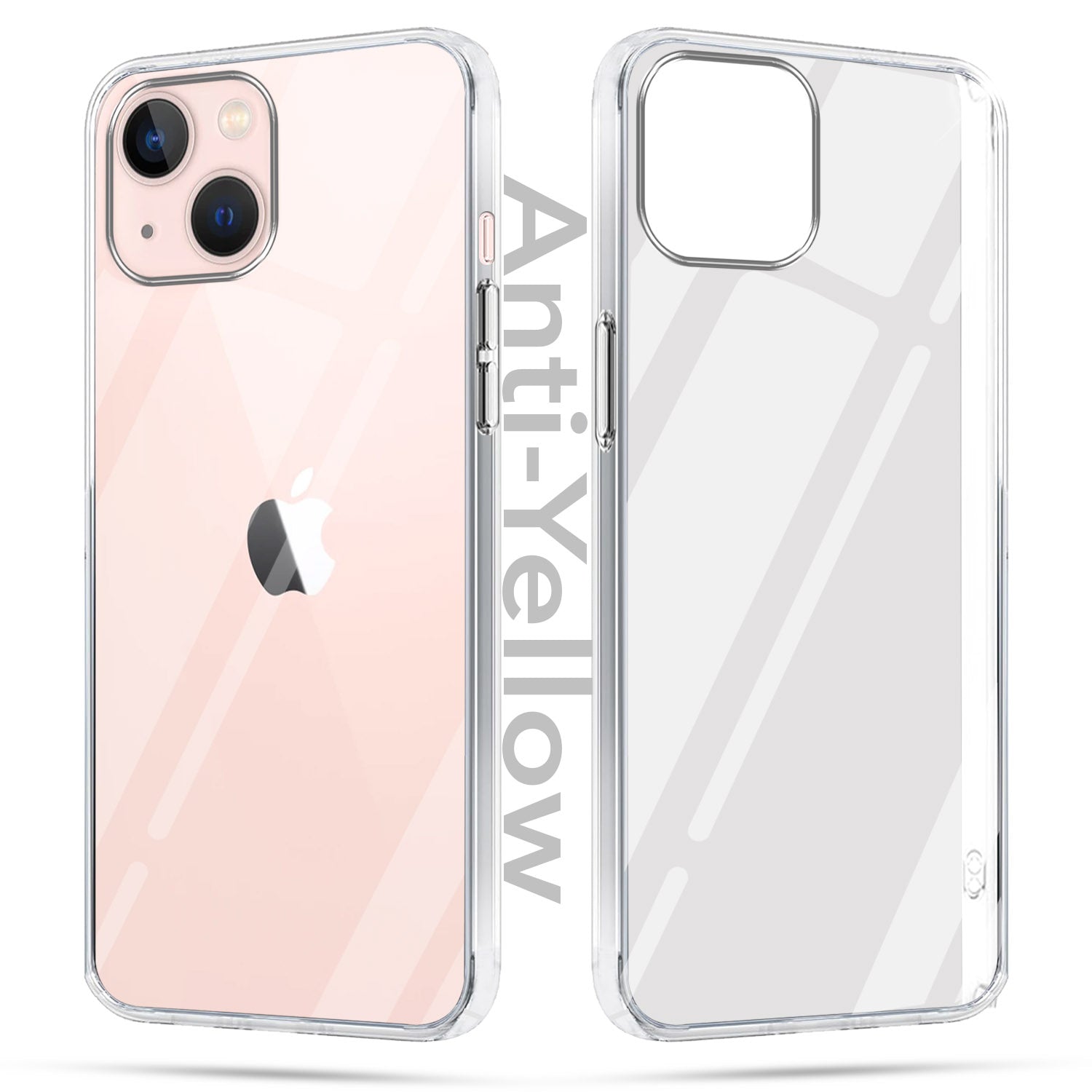 For Apple iPhone 13 Combo with Back Cover and 9H Tempered Glass (Lifetime Anti-Yellow | Sleek Hard Crystal | Oleophobic Coating Screen Glass)