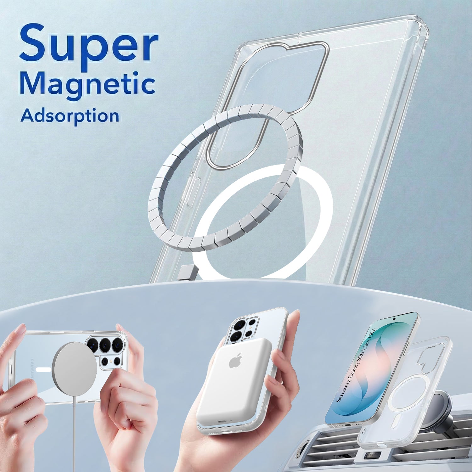 For Samsung Galaxy S26 Ultra Back Cover Case Lifetime Anti-Yellow MagSafe Compatible Clear (Sleek Hard Crystal | Shockproof and Camera Protection)