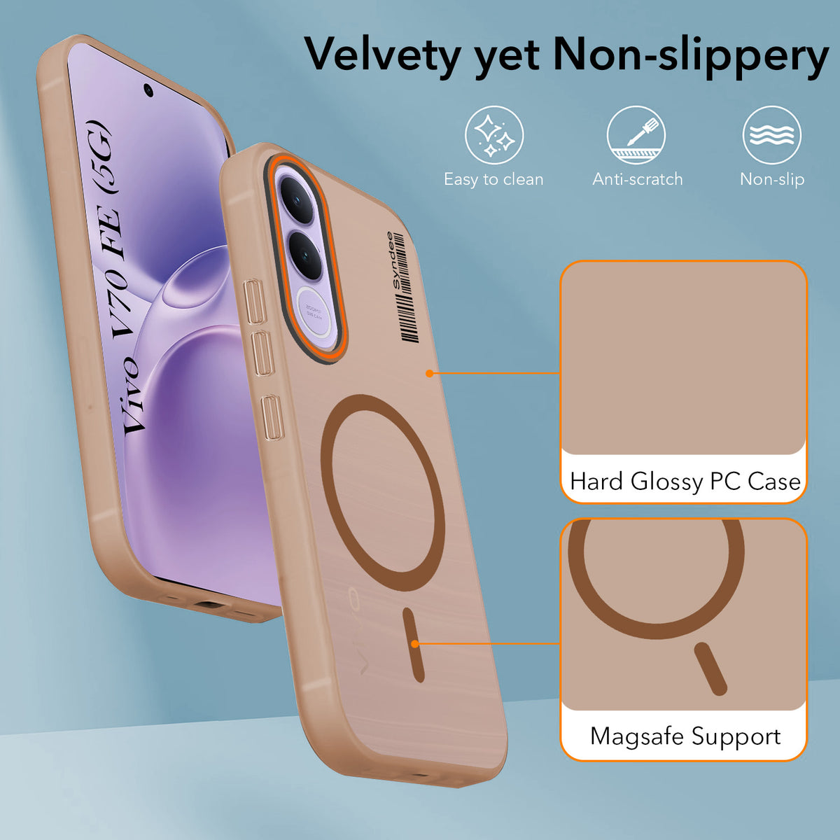 For Vivo V70 FE 5G Back Cover Case (Soft Touch | Camera Bump Protection | MagSafe Compatible | Matte Finish)