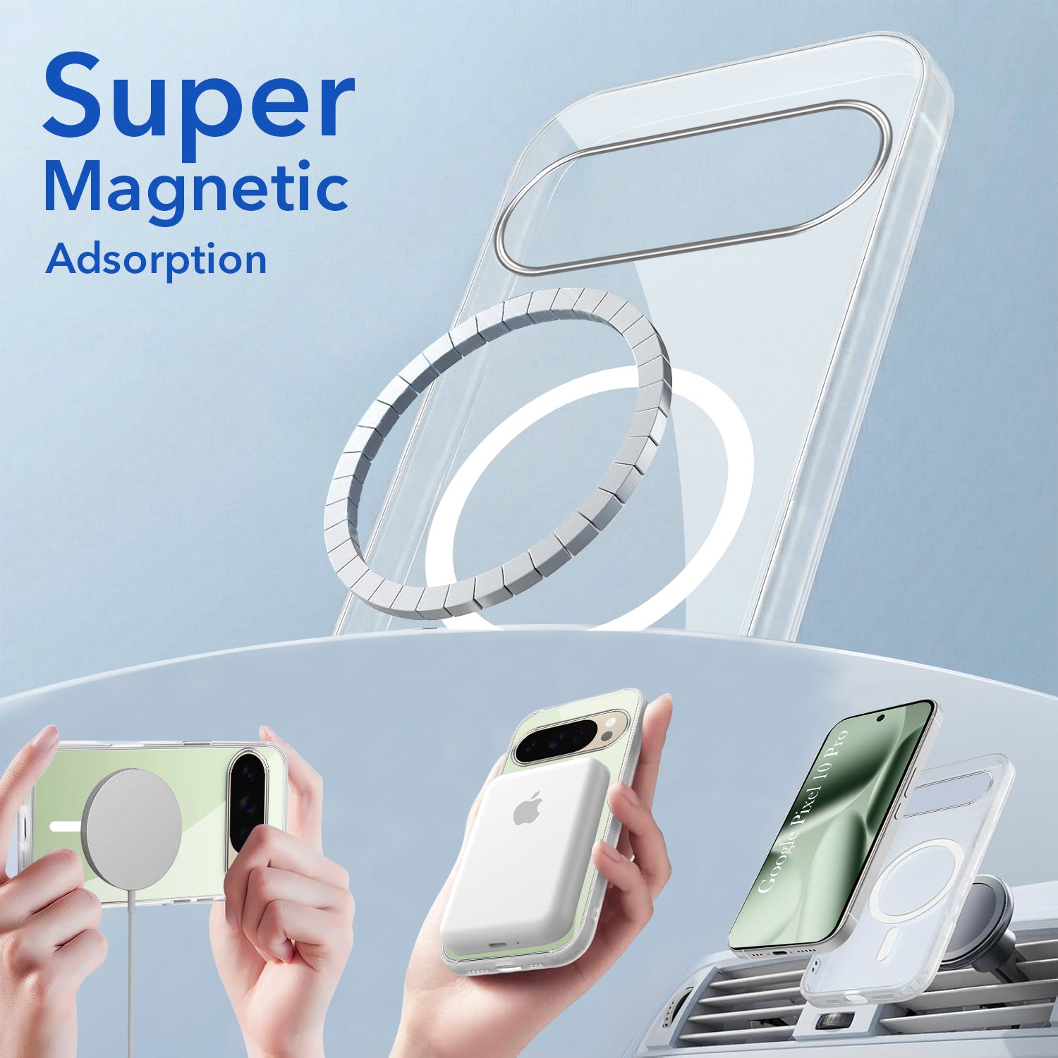 For Google Pixel 10 Pro Back Cover Case Lifetime Anti-Yellow MagSafe Compatible Clear (Sleek Hard Crystal | Shockproof and Camera Protection)