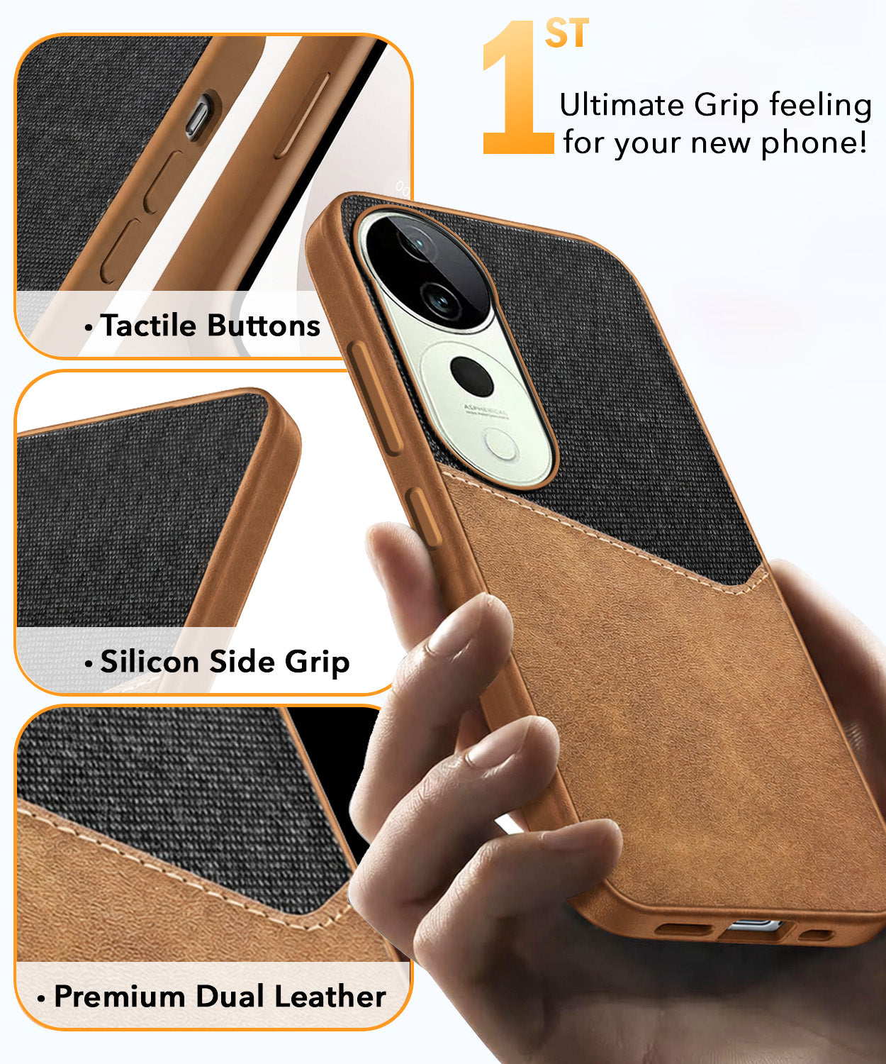 For Vivo T3 Ultra Back Cover Case (Dual PU Leather Stitch | Professional Minimalist | Soft and Flexible)