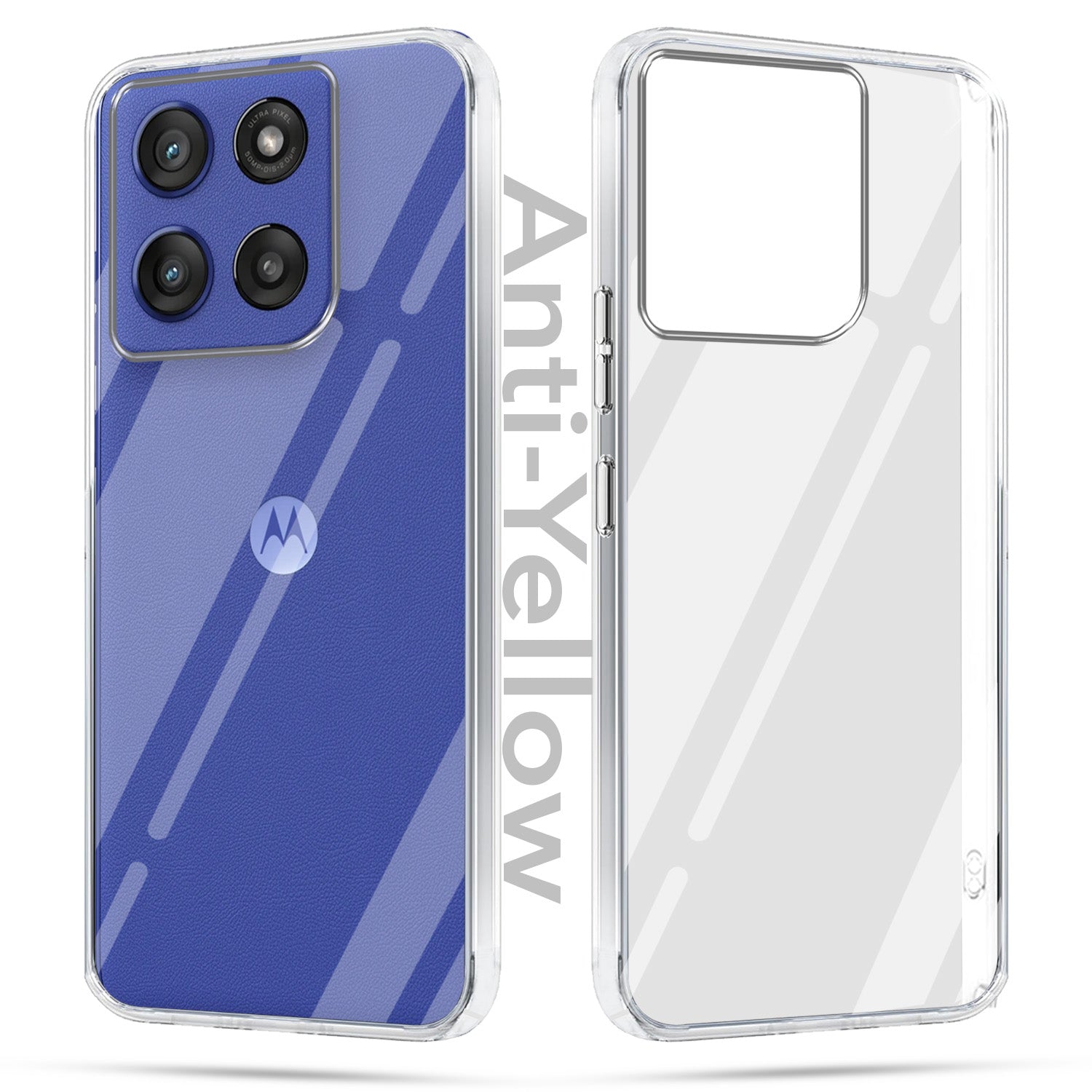 For  Motorola Moto Edge 60 Stylus Combo with Back Cover and 9H Tempered Glass (Lifetime Anti-Yellow | Sleek Hard Crystal | Oleophobic Coating Screen Glass)