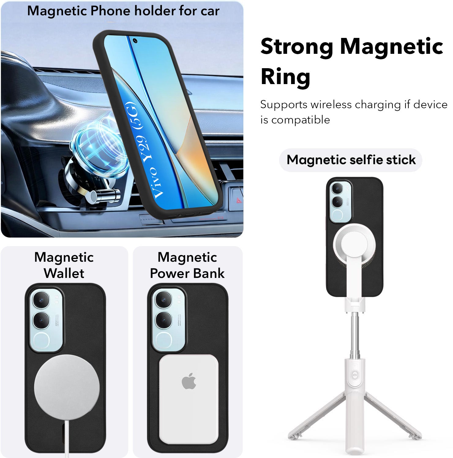 For Vivo Y29 Back Cover Case Leather Finish (MagSafe Compatible Wireless Charging | Soft Touch | Camera Bump Protection)