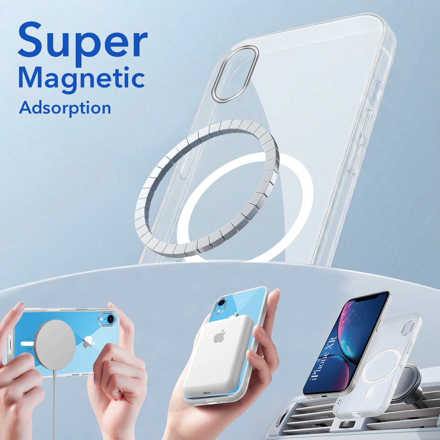 For Apple iPhone XR Back Cover Case Lifetime Anti-Yellow MagSafe Compatible Clear (Sleek Hard Crystal | Shockproof and Camera Protection)
