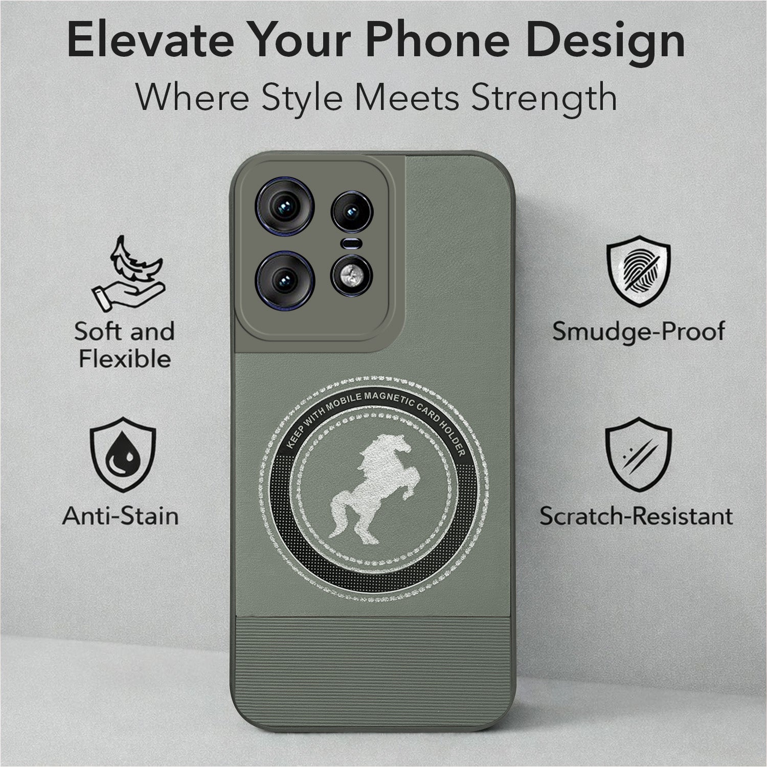 For Motorola Moto Edge 50 Pro Back Cover Case PU Leather Finish (Professional Minimalist Texture | MagSafe Compatile | Camera Protection | Sleek Sober Formal)