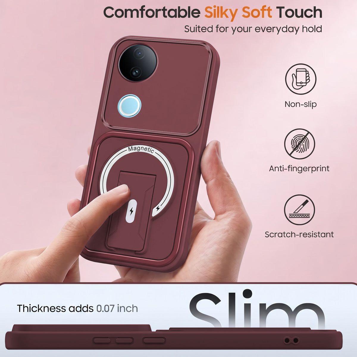 For Vivo iQOO Z10R Back Case Cover Metallic (Hybrid Armor Kickstand | MagSafe Compatible | Camera Protection Shockproof)