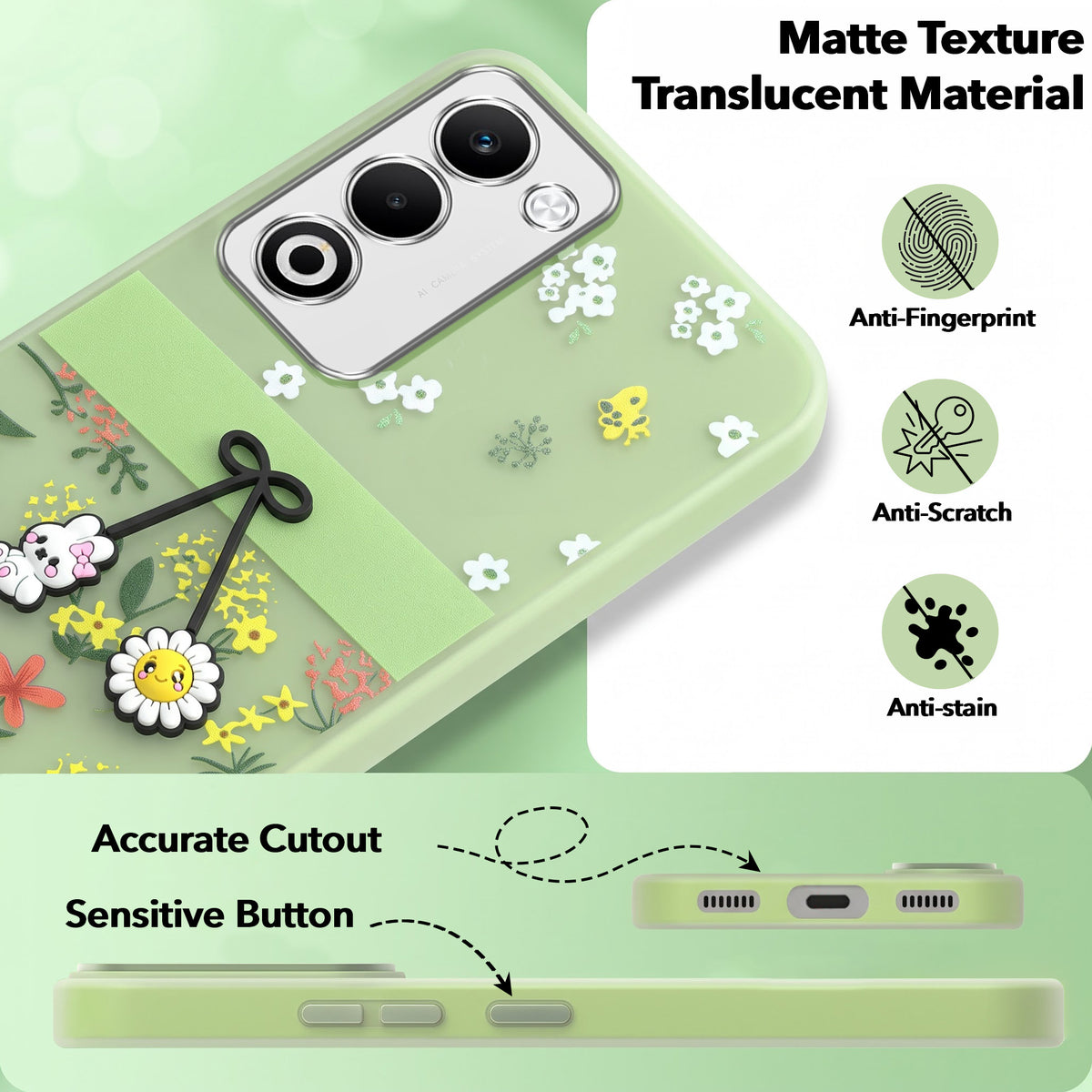 For Oppo A5 5G Back Cover Case (3D Cute Cartoons | Hard Back Side Soft | Matte Premium Finish | HD Printing)